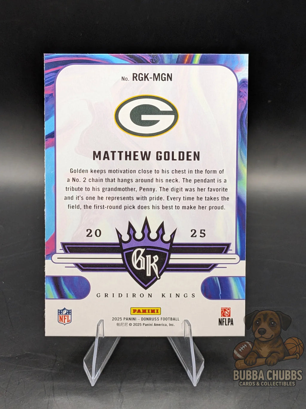 Basketball trading card of Matthew Golden of the Green Bay Packers panini donruss gridiron kings insert rookie card