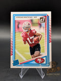 Football trading card of Jordan Watkins with San Francisco 49ers panini donruss rated rookie 