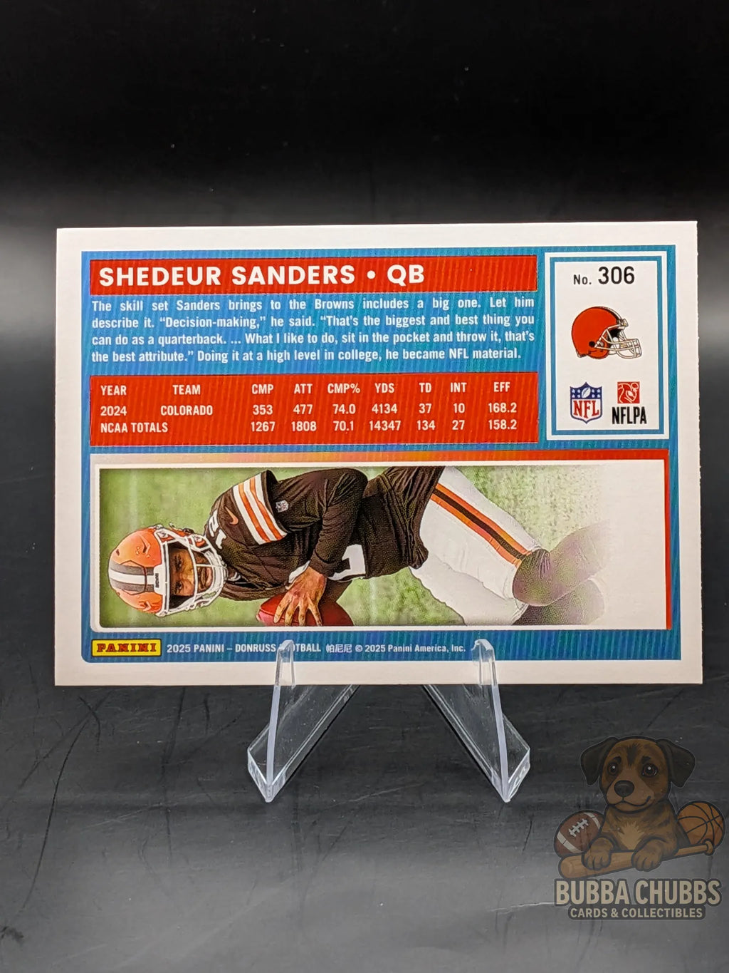 Football trading card of rated rookie Shedeur Sanders panini donruss