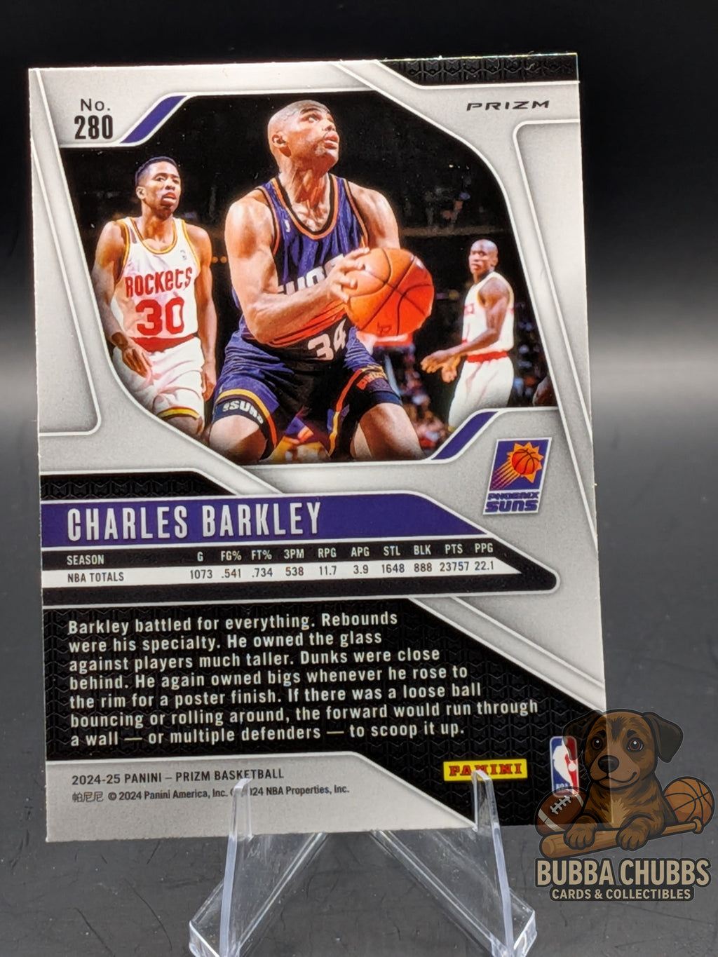 Basketball trading card of Charles Barkley panini prizm legends red cracked ice