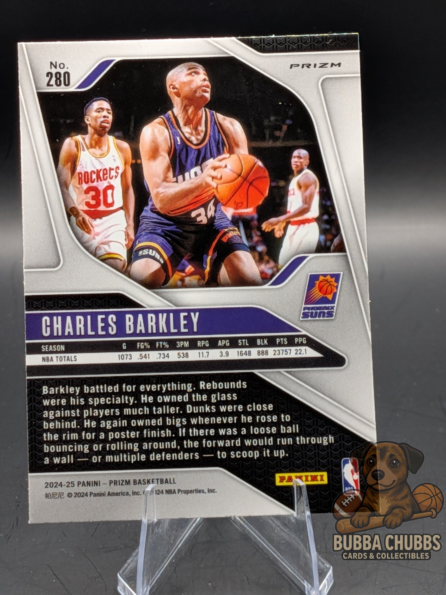 Basketball trading card of Charles Barkley panini prizm legends red cracked ice