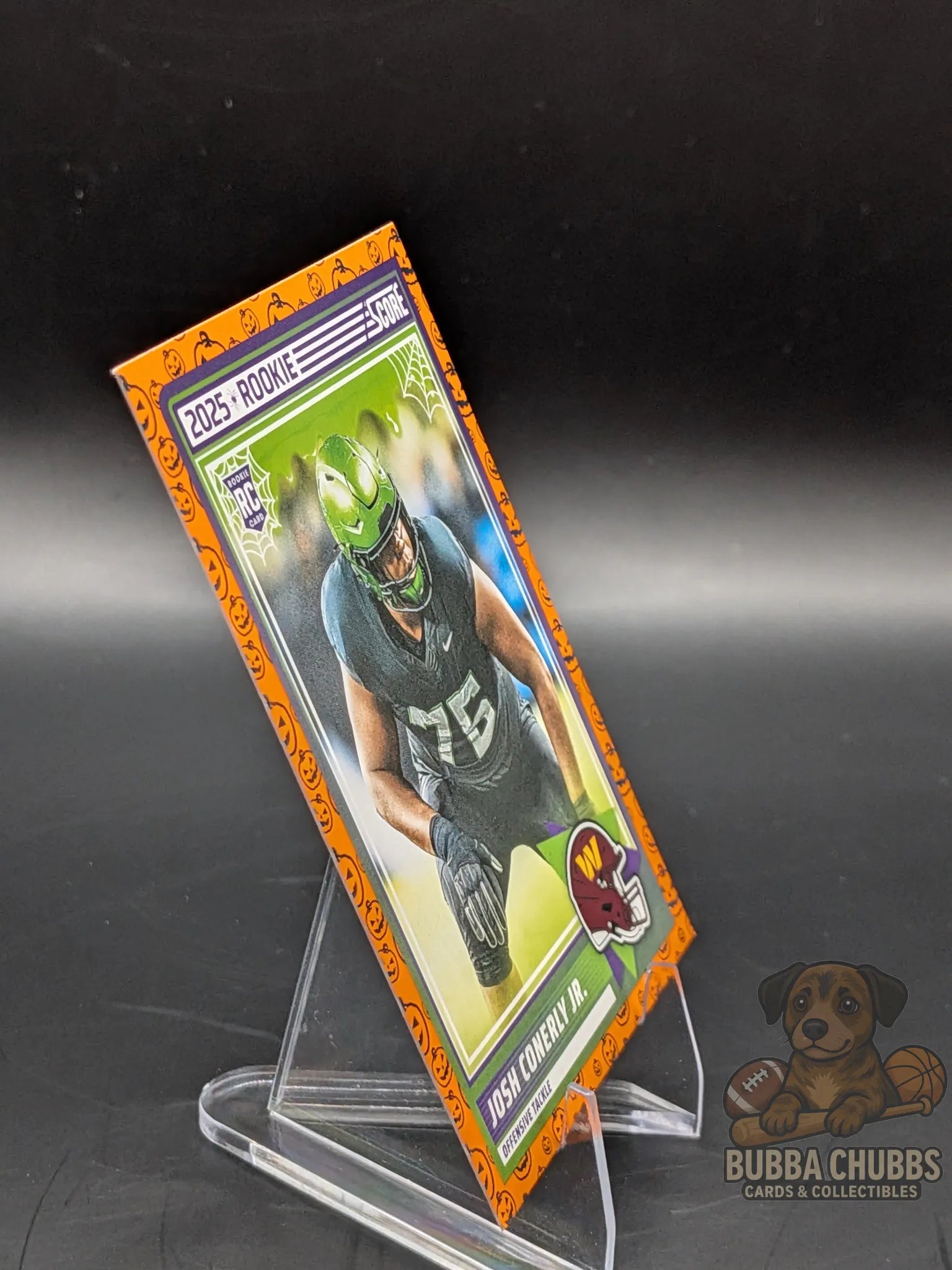 Football rookie trading card of Josh Conerly Jr. of the Washington Commanders score-a-treat Halloween