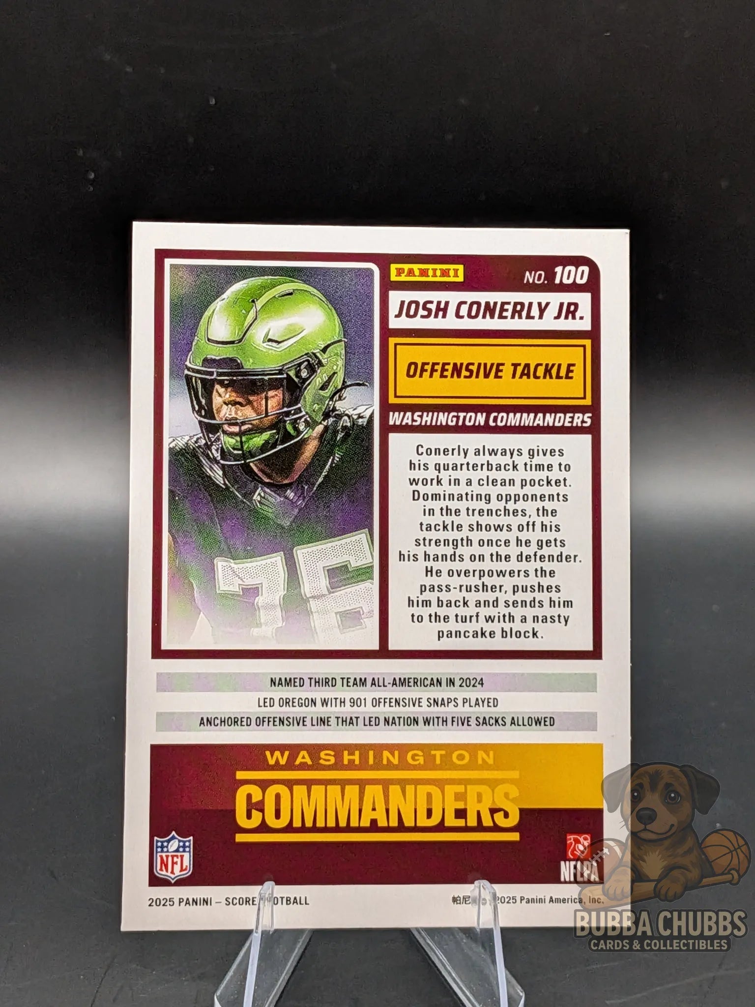 Football rookie trading card of Josh Conerly Jr. of the Washington Commanders score-a-treat Halloween