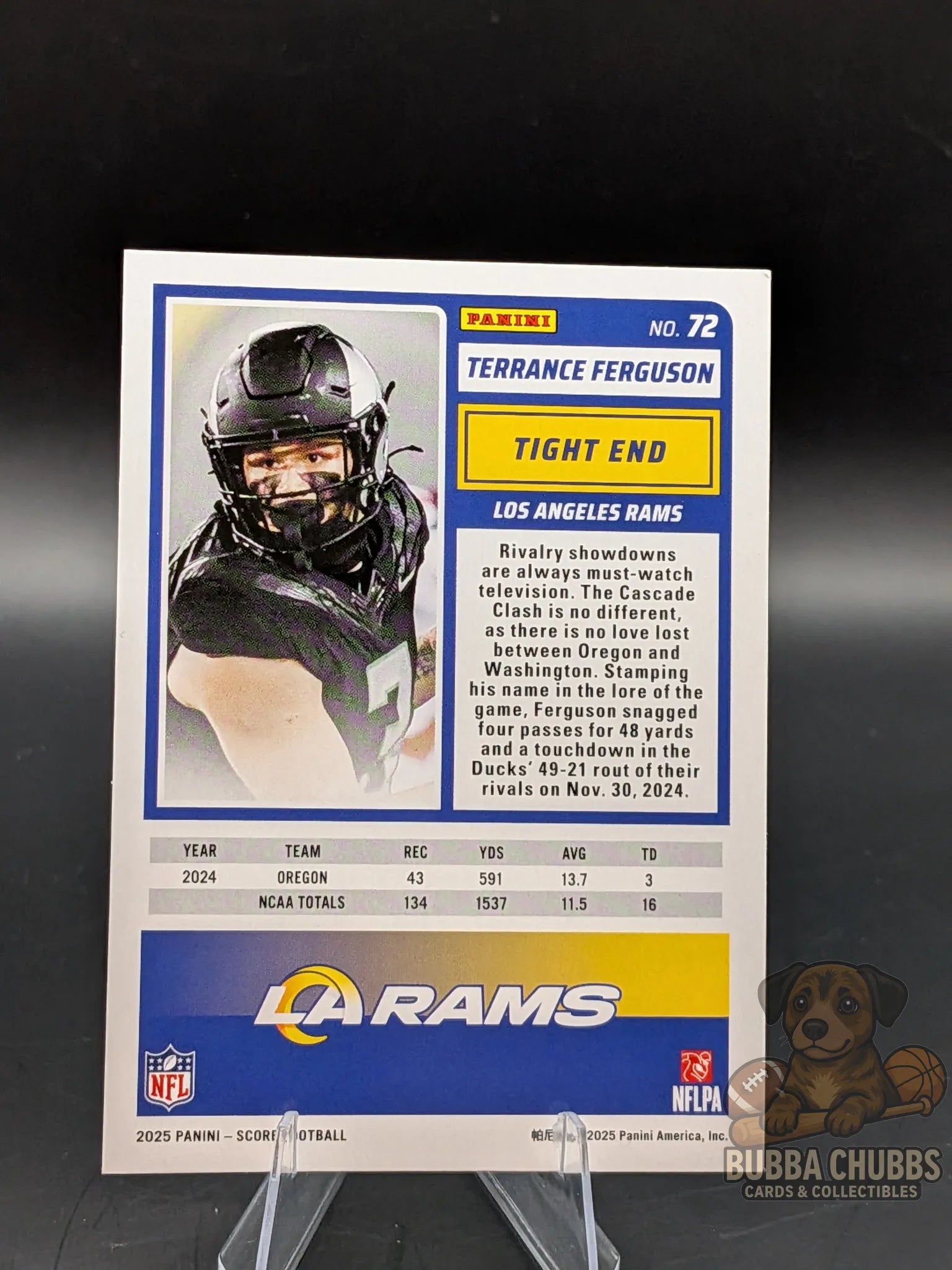 Football trading card of Terrance Ferguson with the Los Angeles Rams Score-A-Treat Rookie Score Panini