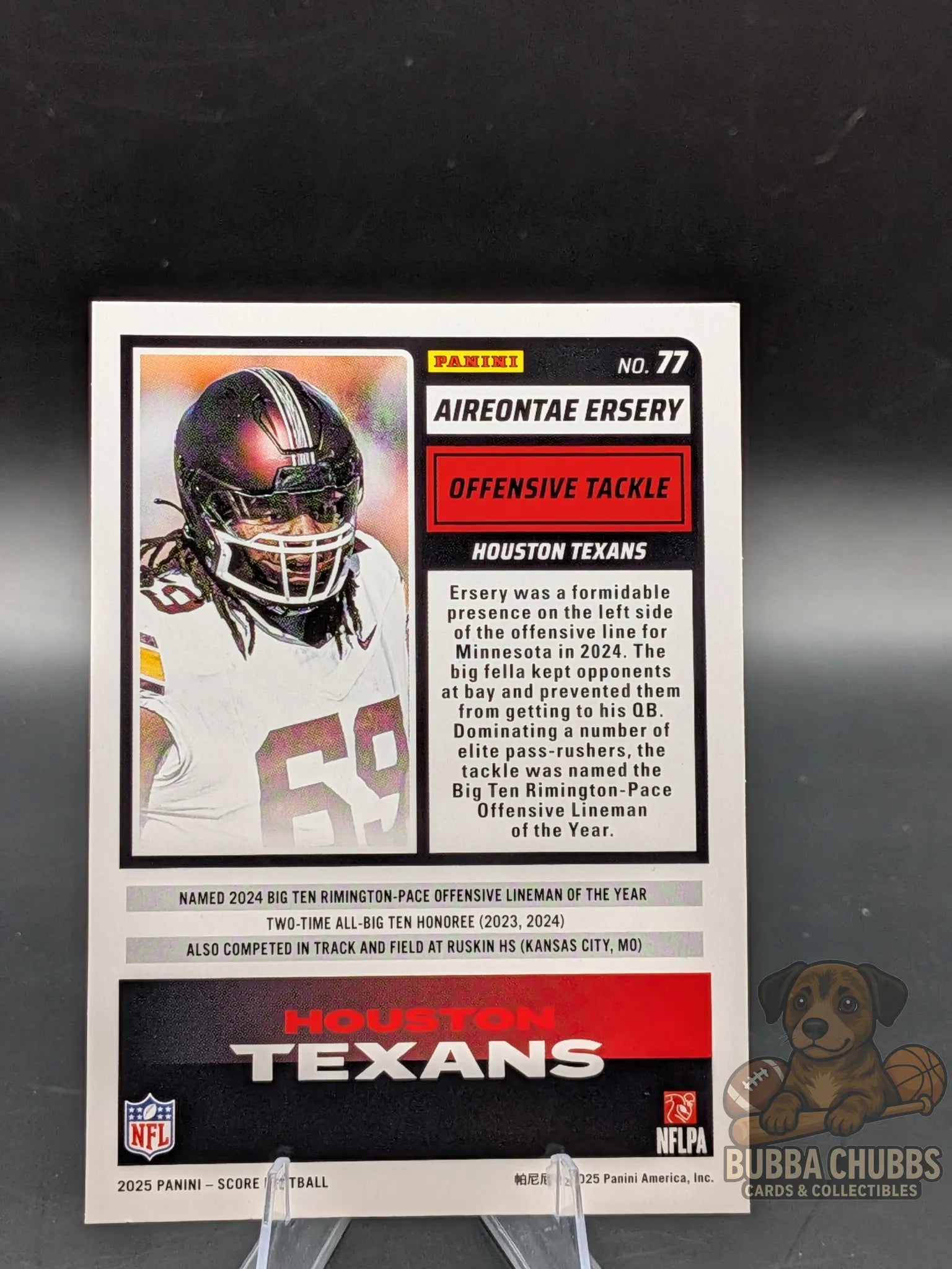 Football card of Aireontae Ersery on the Houston Texans a lineman Panini Score-A-Treat Rookie