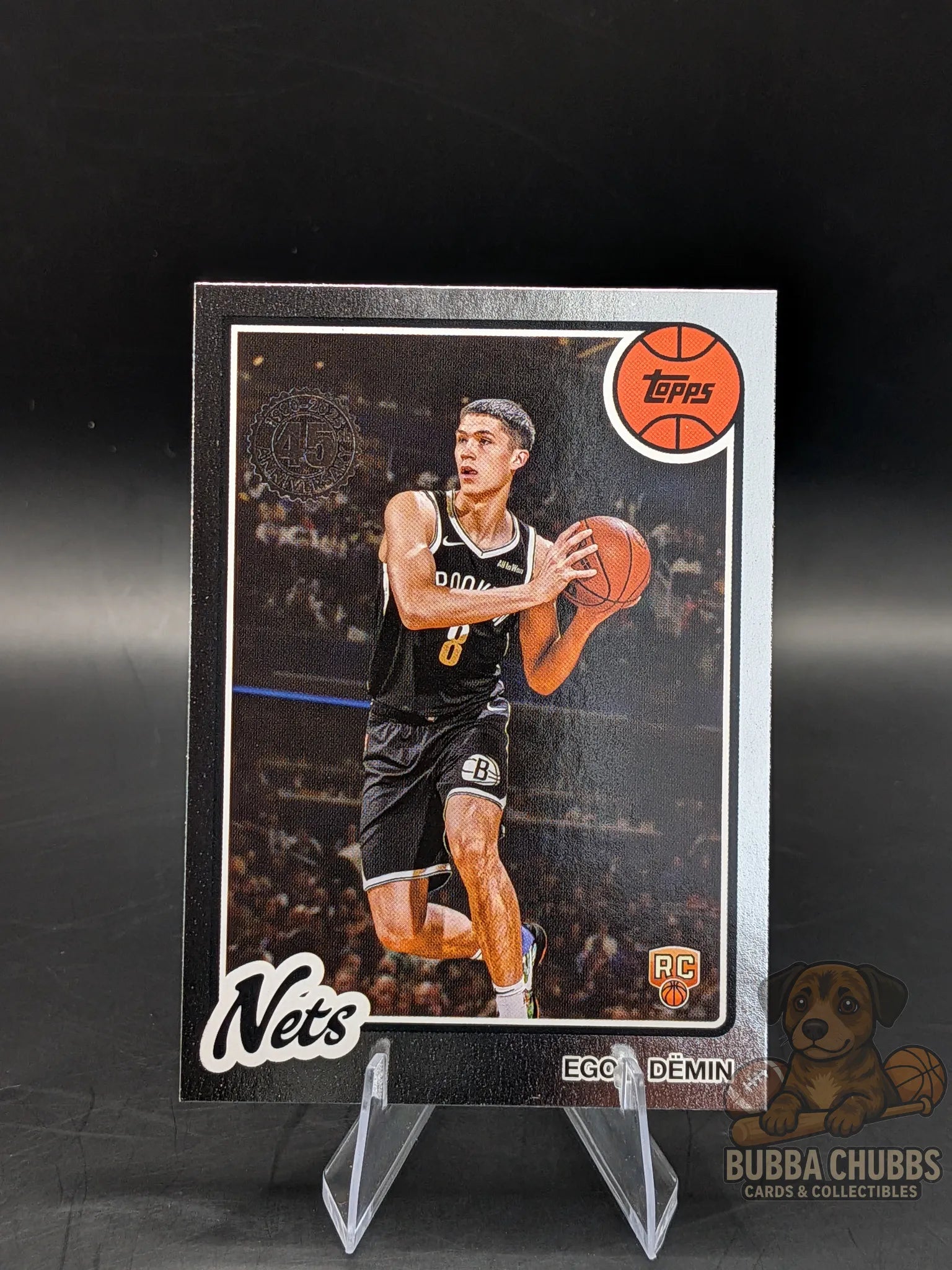 Basketball trading card featuring Egor Demin of the New York Nets topps rookie 45th anniversary insert silver parallel