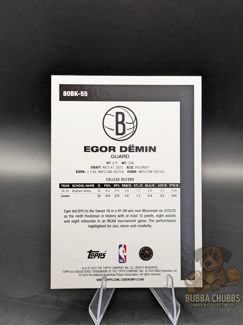 Basketball trading card featuring Egor Demin of the New York Nets topps rookie 45th anniversary insert silver parallel