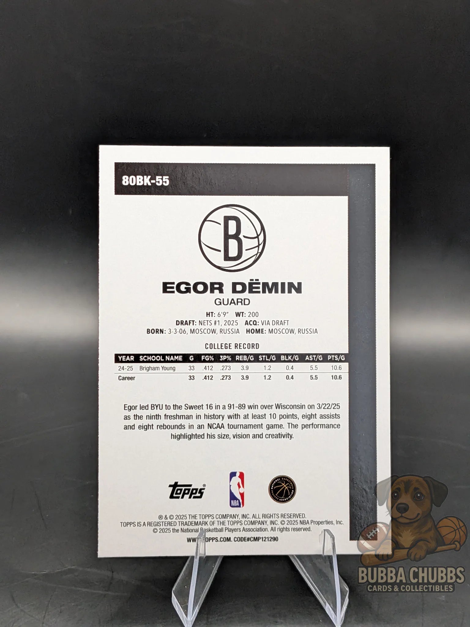 Basketball trading card featuring Egor Demin of the New York Nets topps rookie 45th anniversary insert silver parallel