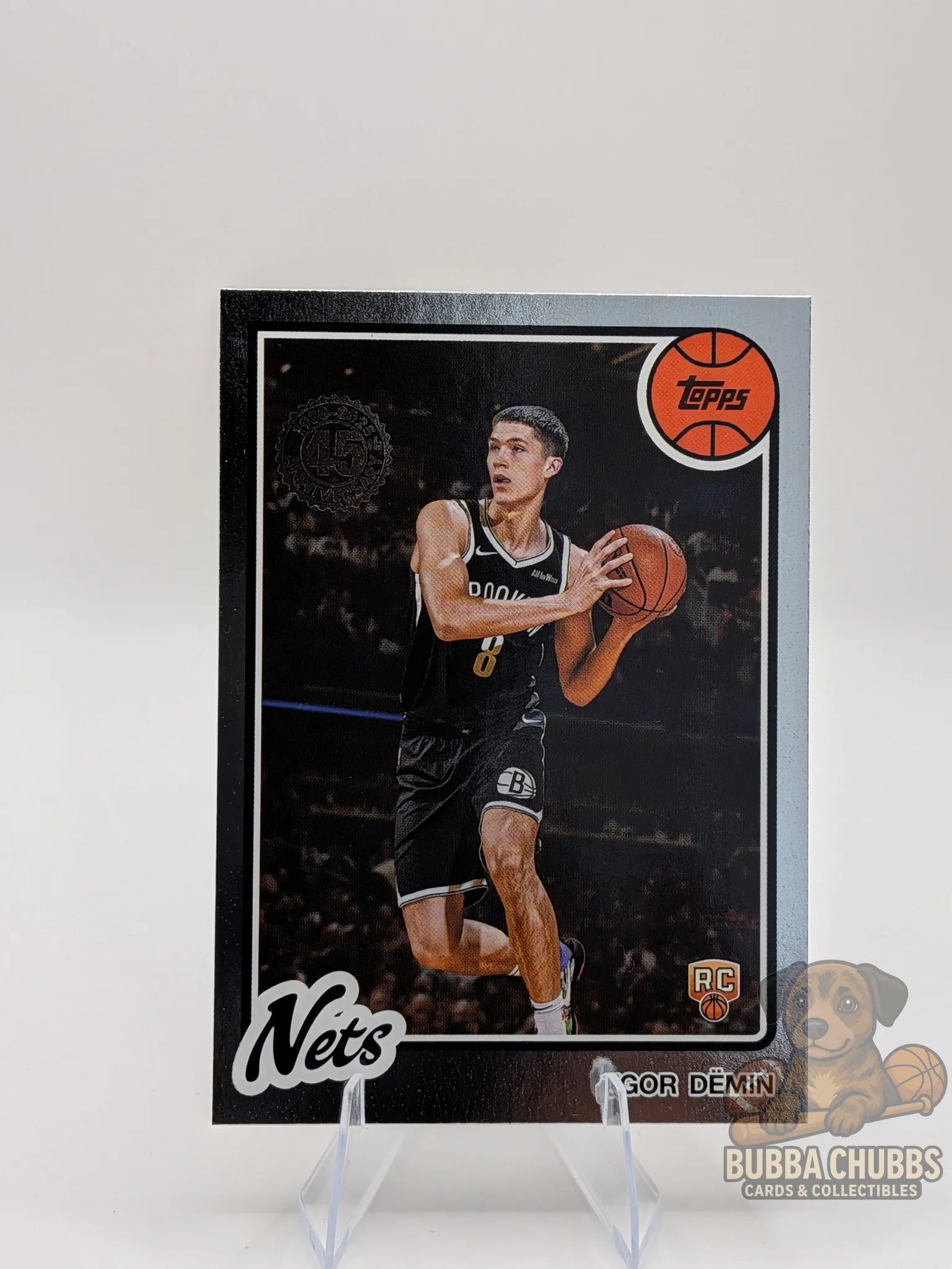 Basketball trading card featuring Egor Demin of the New York Nets topps rookie 45th anniversary insert silver parallel