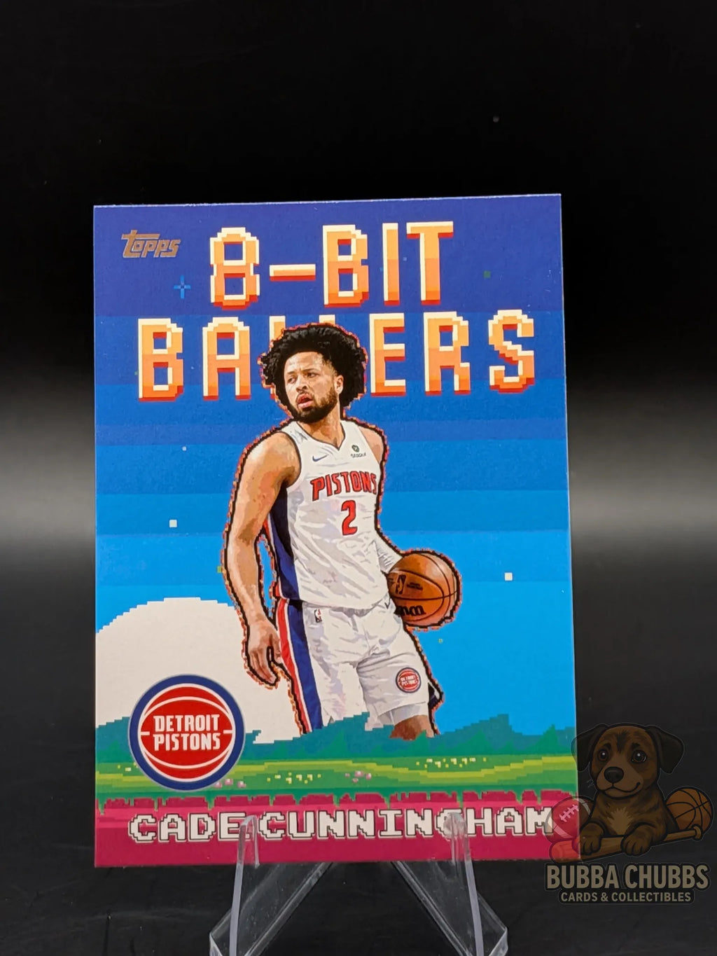 basketball trading card featuring cade cunningham of the Detroit pistons topps "8-bit baller" 