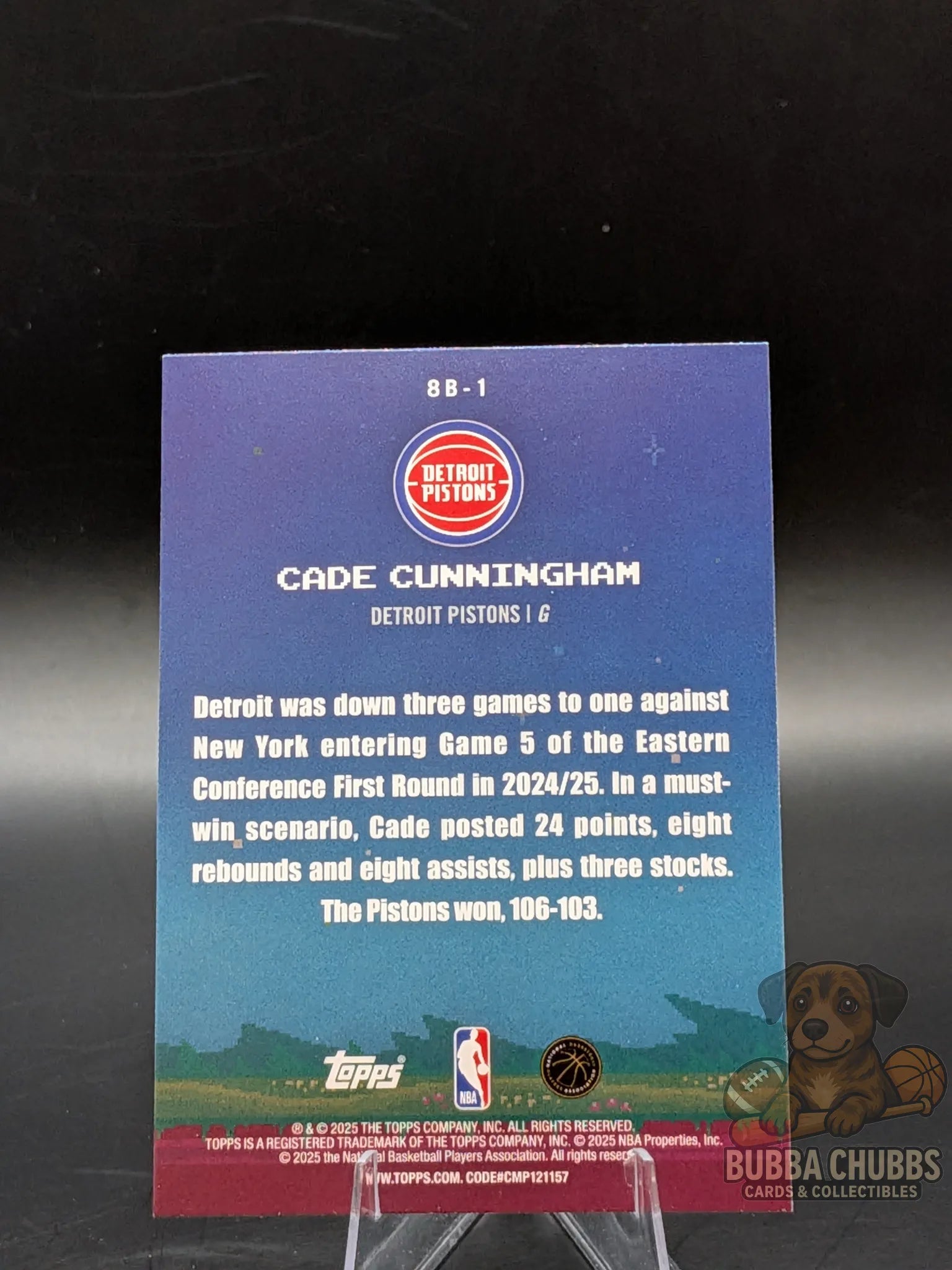 basketball trading card featuring cade cunningham of the Detroit pistons topps "8-bit baller" 