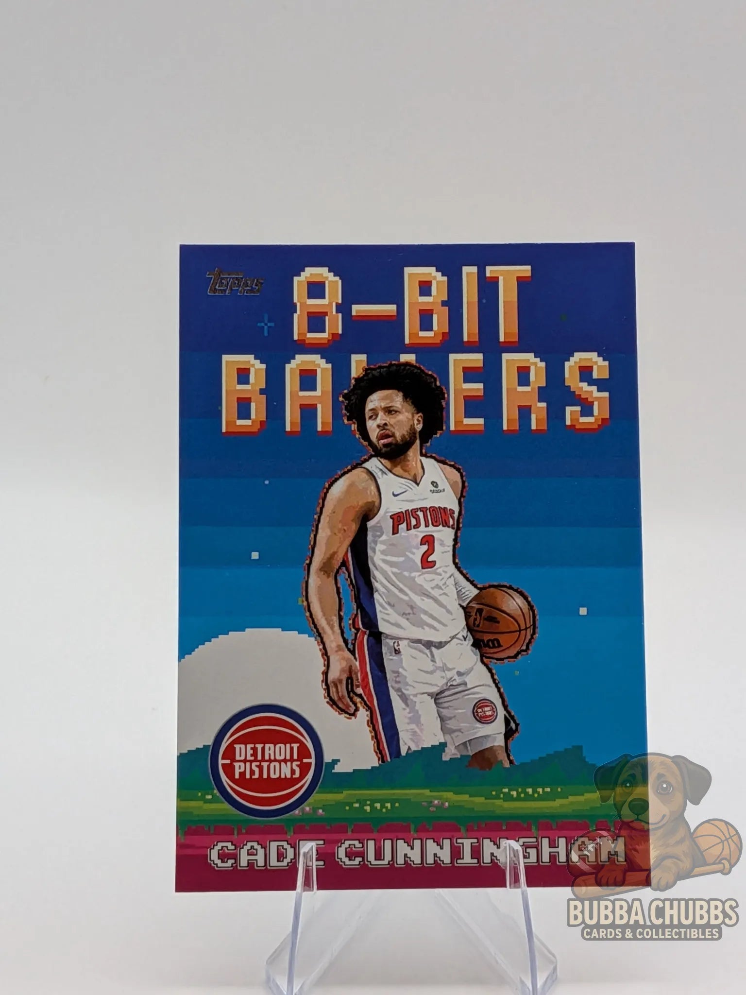 basketball trading card featuring cade cunningham of the Detroit pistons topps "8-bit baller" 