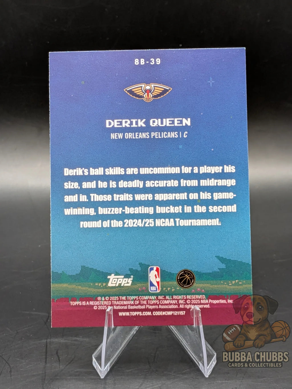 basketball rookie Trading card '8-Bit Ballers' Derik Queen of the New Orleans Pelicans topps