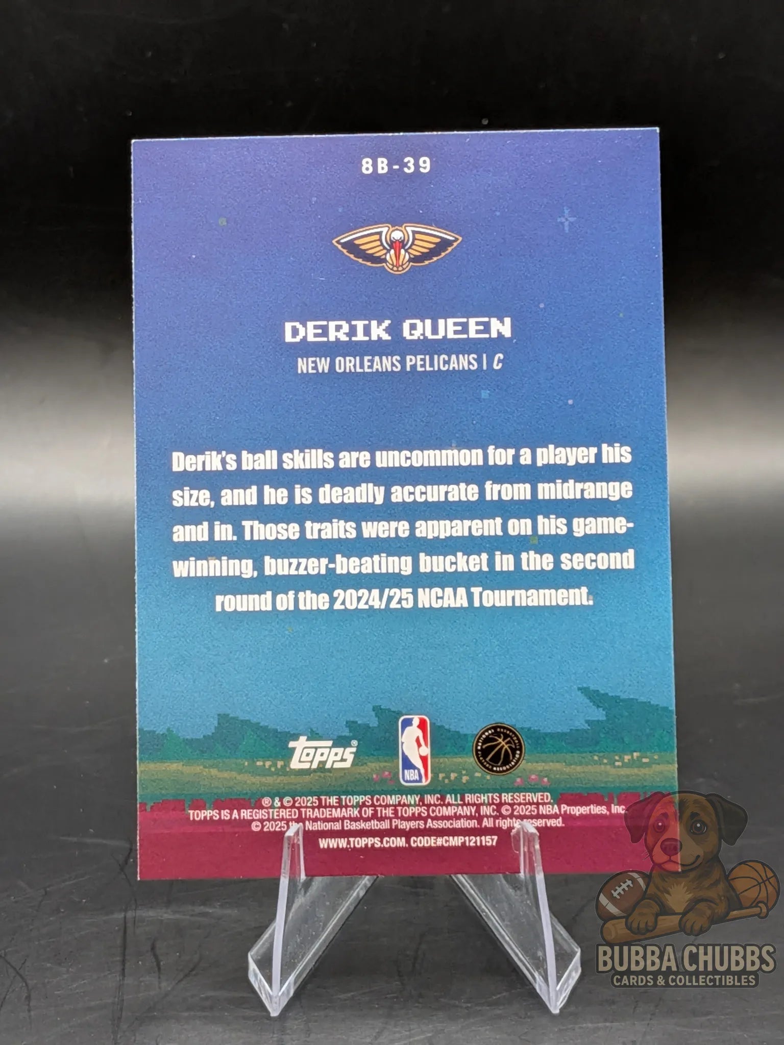 basketball rookie Trading card '8-Bit Ballers' Derik Queen of the New Orleans Pelicans topps