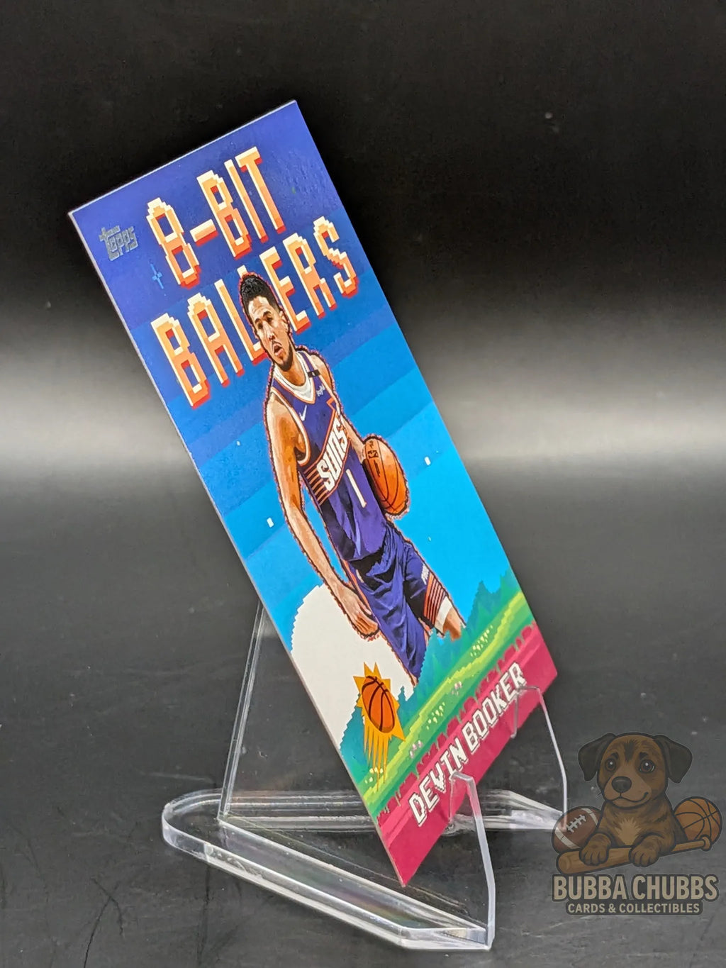 basketball trading card featuring Devin Booker of the Phoenix Suns topps "8-Bit Baller"