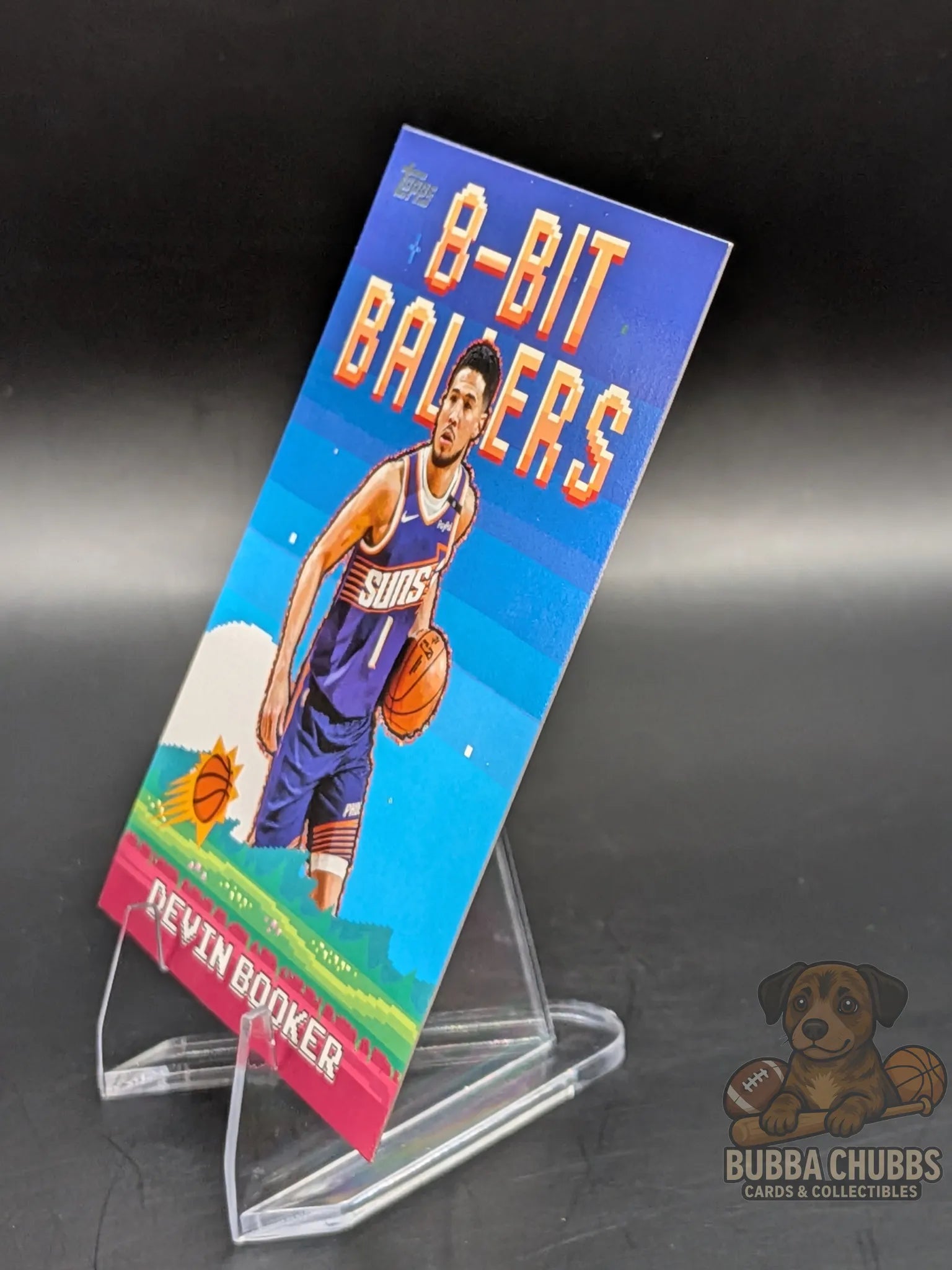 basketball trading card featuring Devin Booker of the Phoenix Suns topps "8-Bit Baller"