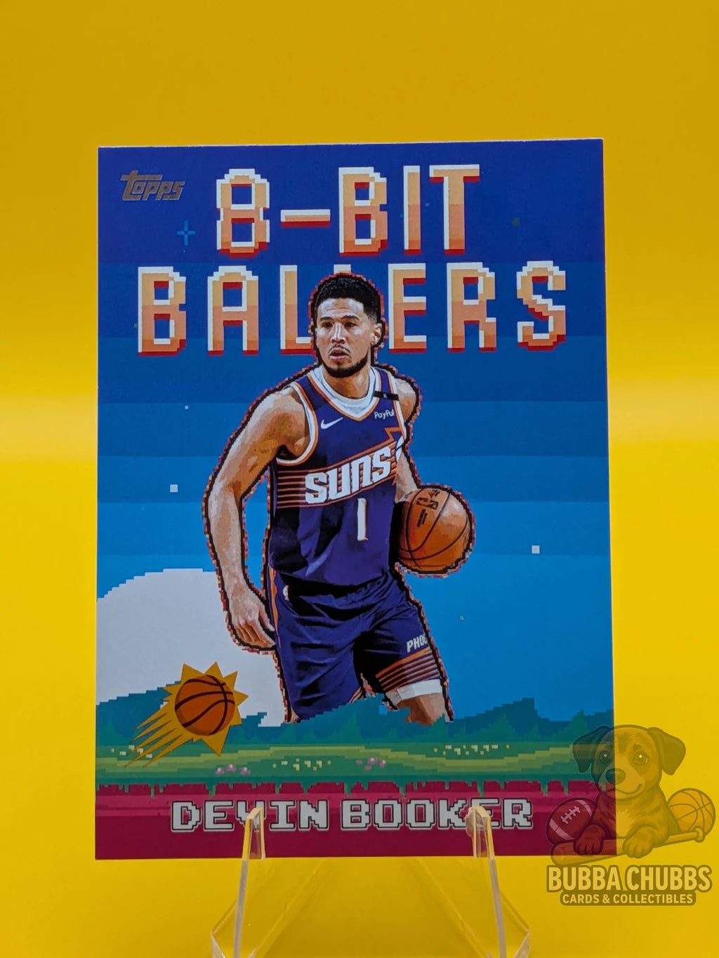 basketball trading card featuring Devin Booker of the Phoenix Suns topps "8-Bit Baller"