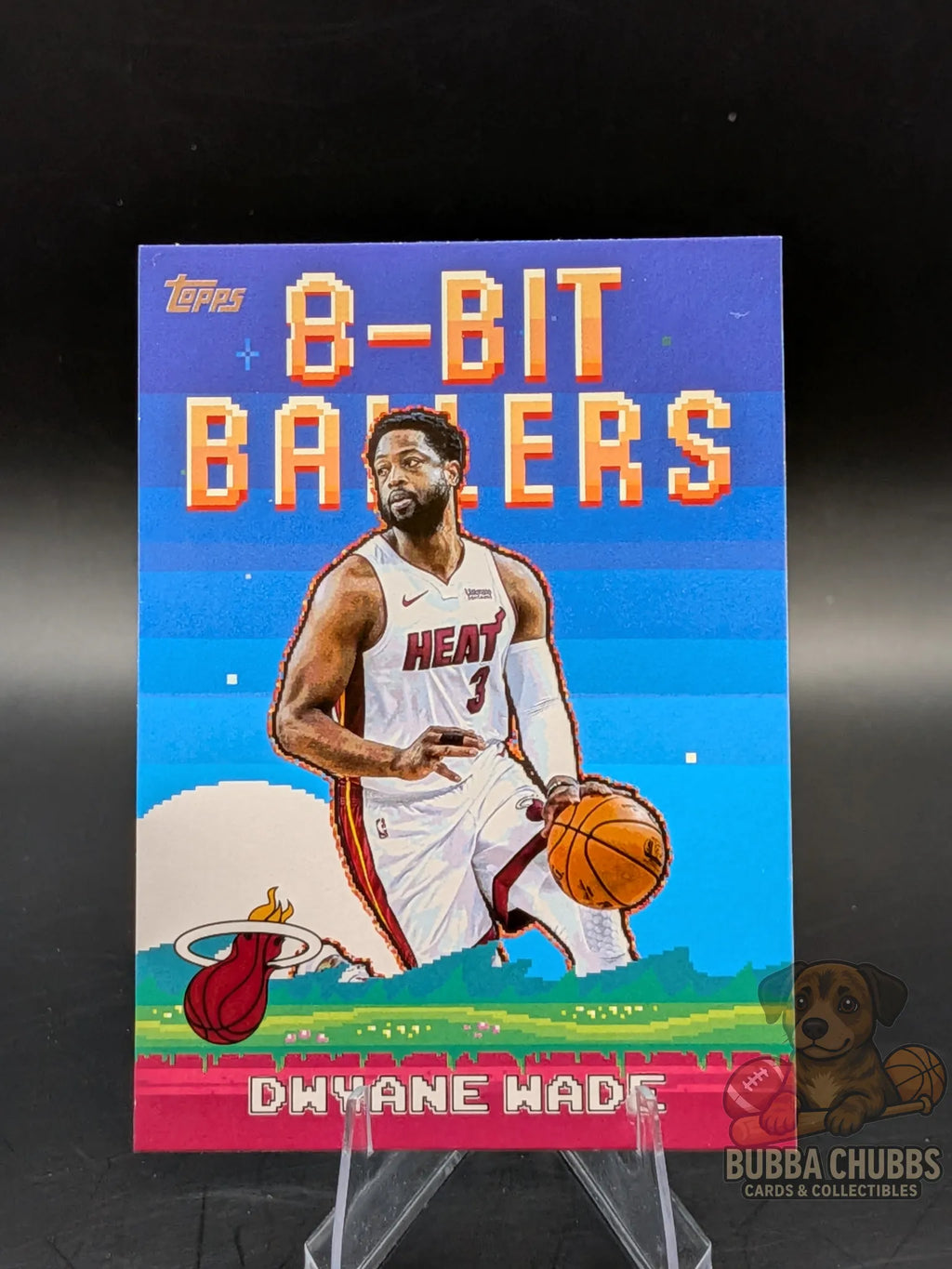 basketball trading card featuring legend dwayne wade of the miami heat topps "8-bit baller"