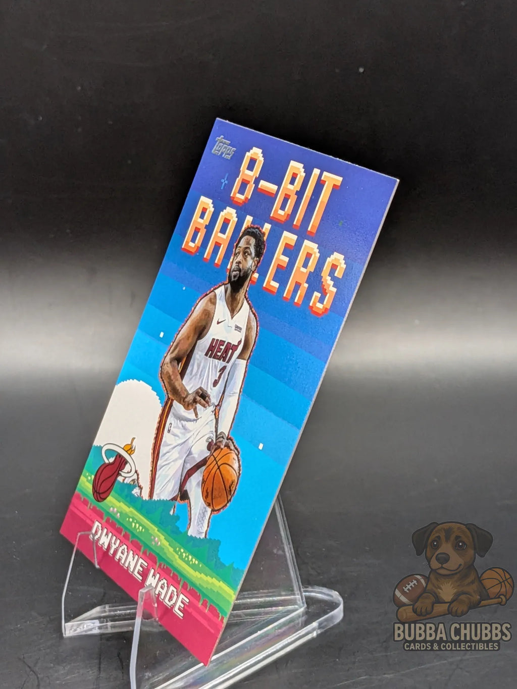 basketball trading card featuring legend dwayne wade of the miami heat topps "8-bit baller"