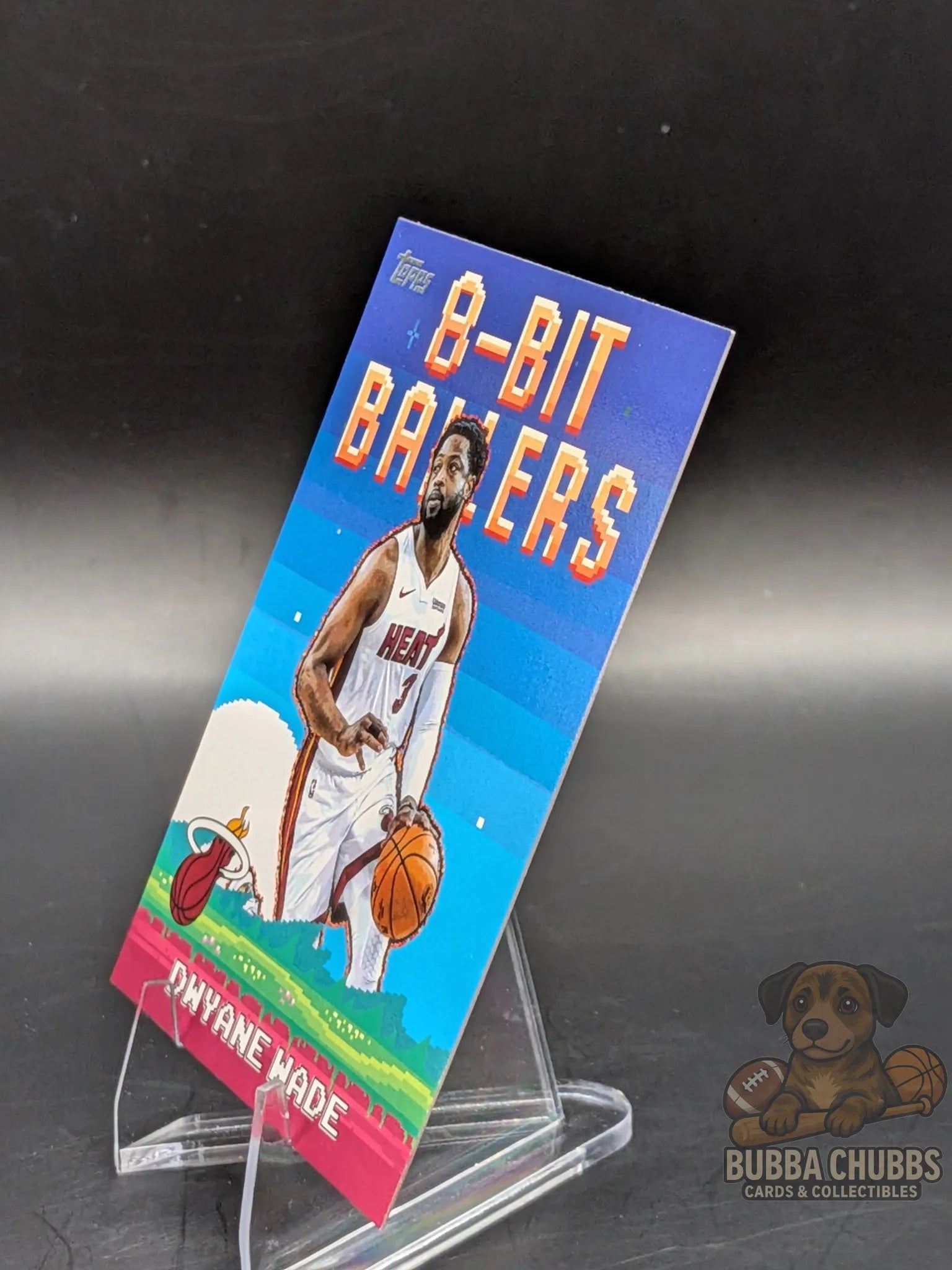 basketball trading card featuring legend dwayne wade of the miami heat topps "8-bit baller"