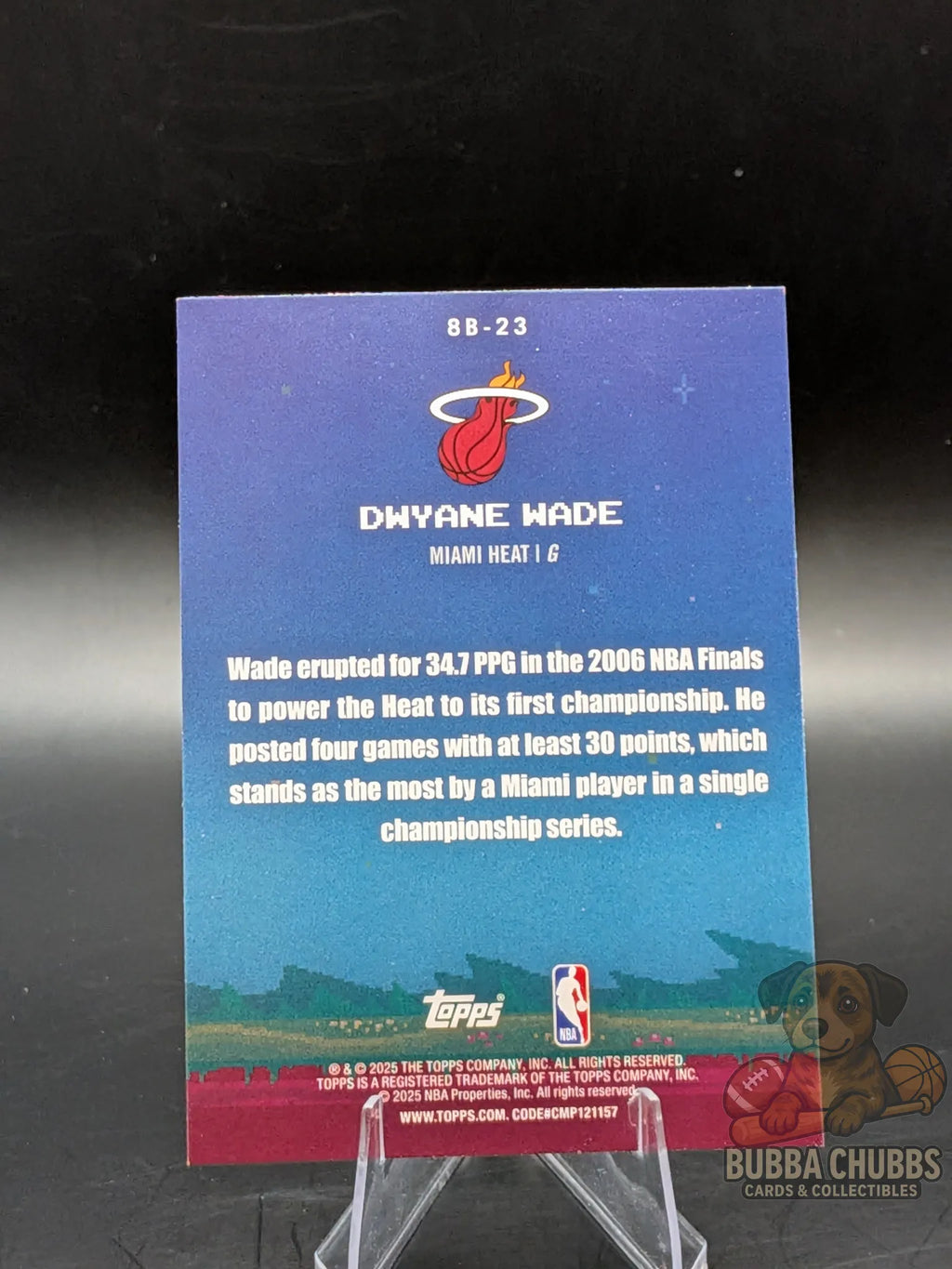 basketball trading card featuring legend dwayne wade of the miami heat topps "8-bit baller"