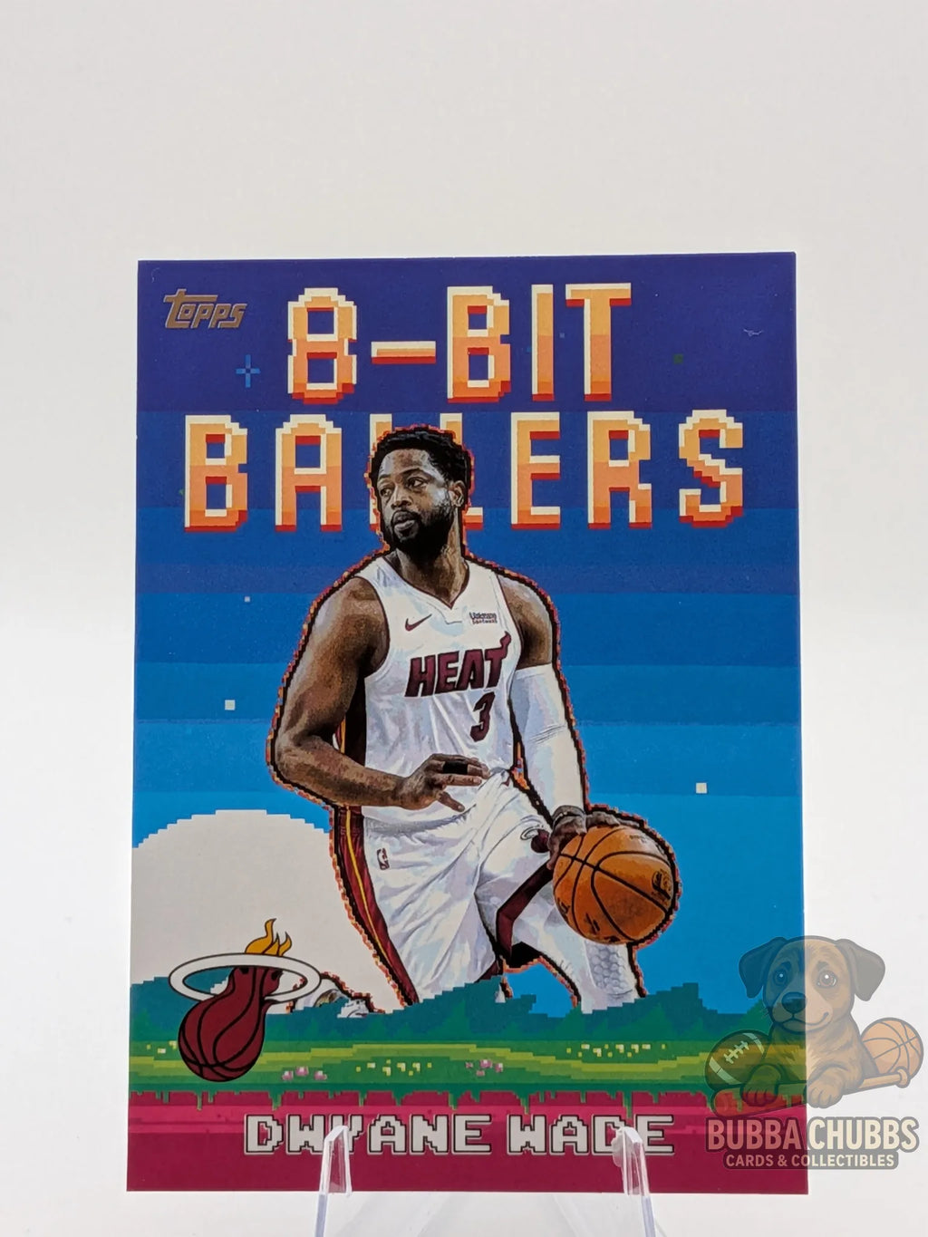 basketball trading card featuring legend dwayne wade of the miami heat topps "8-bit baller"