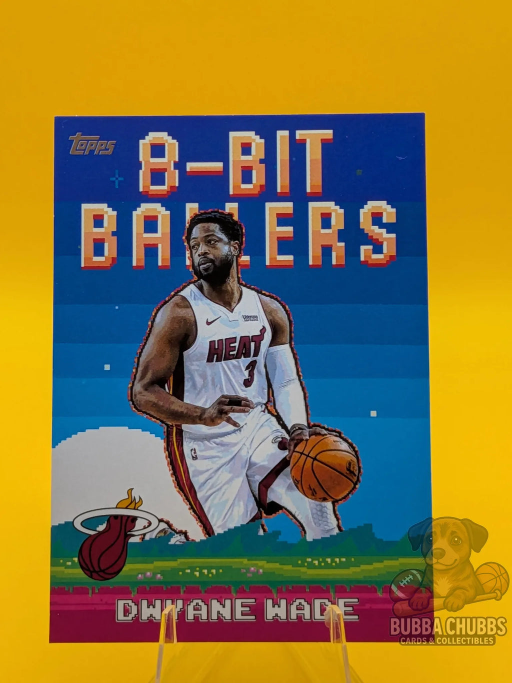 basketball trading card featuring legend dwayne wade of the miami heat topps "8-bit baller"