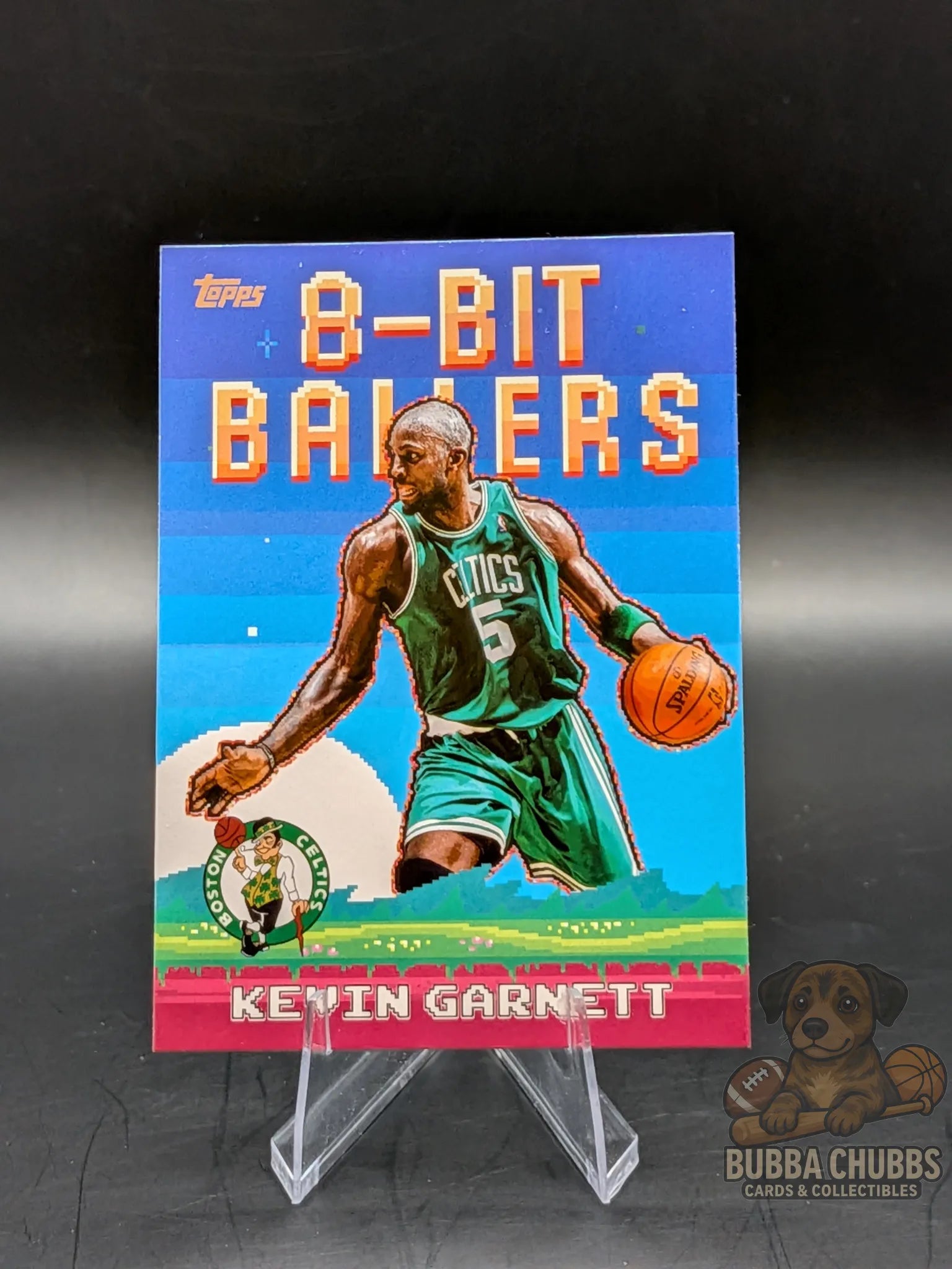 basketball trading card featuring legend Kevin Garnett of the Boston Celtics topps "8-bit baller"