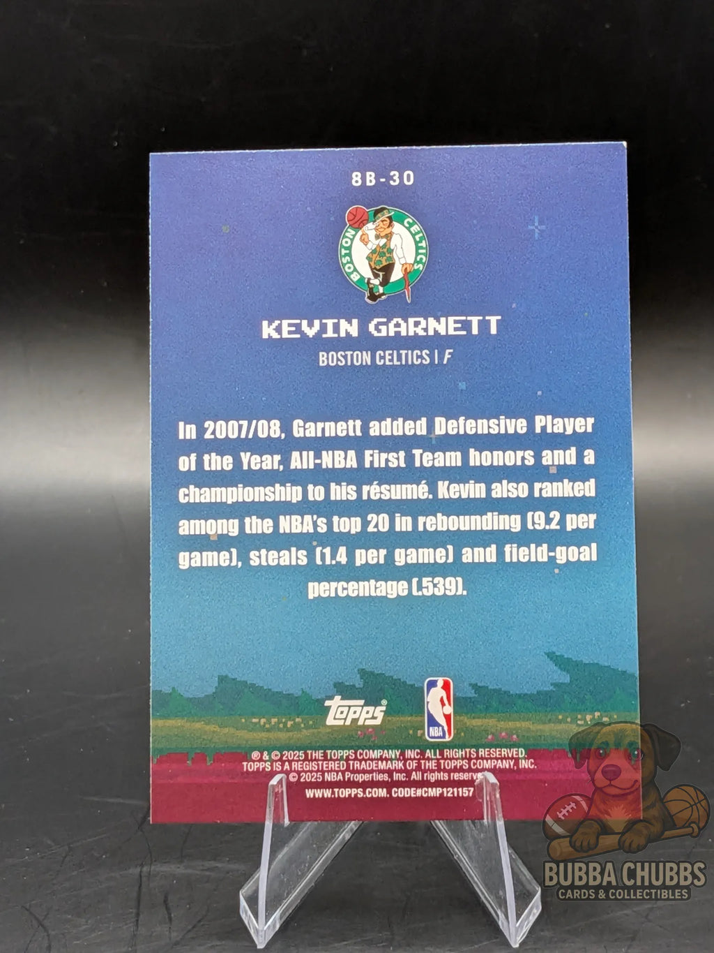 basketball trading card featuring legend Kevin Garnett of the Boston Celtics topps "8-bit baller"