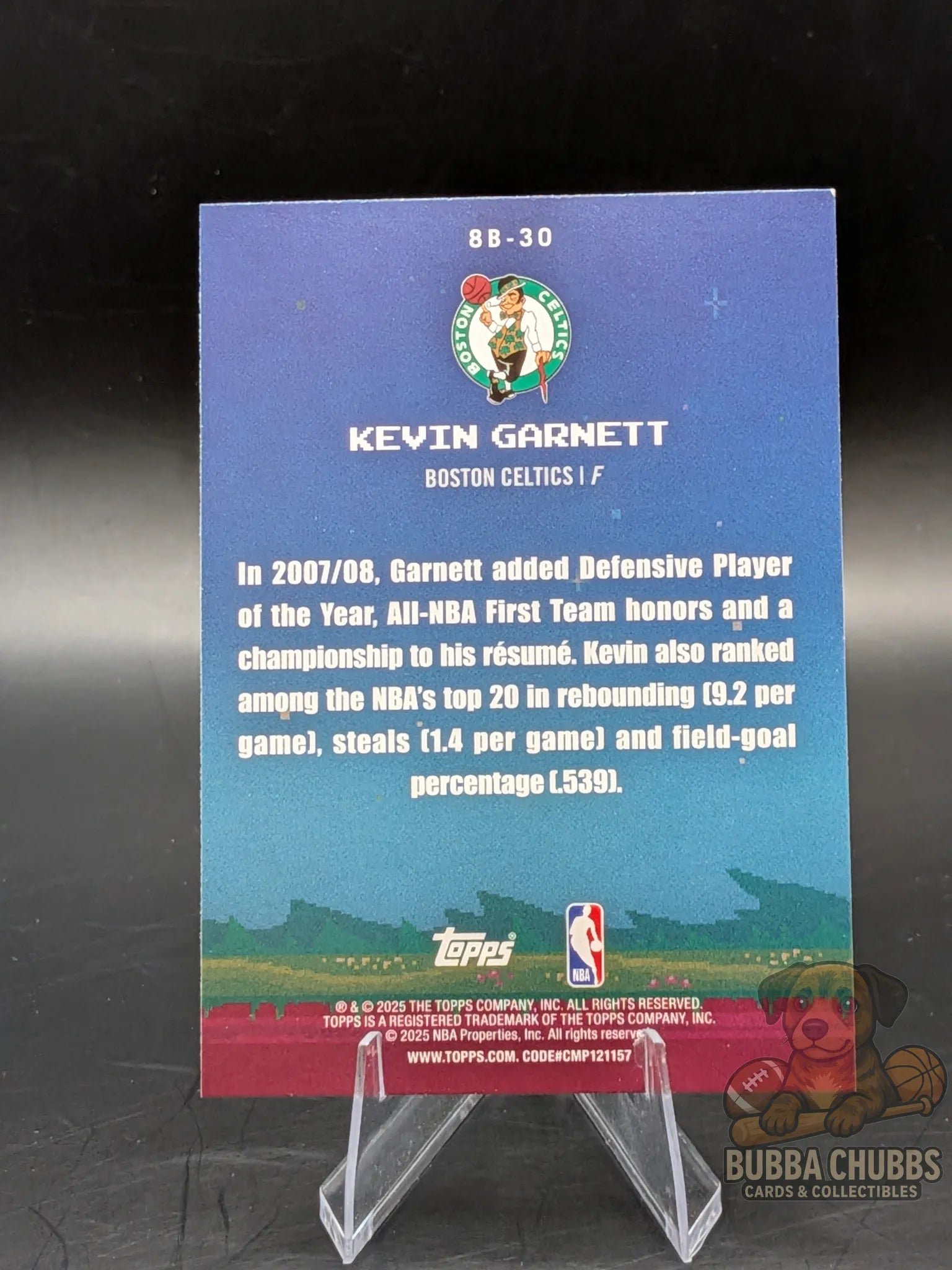 basketball trading card featuring legend Kevin Garnett of the Boston Celtics topps "8-bit baller"