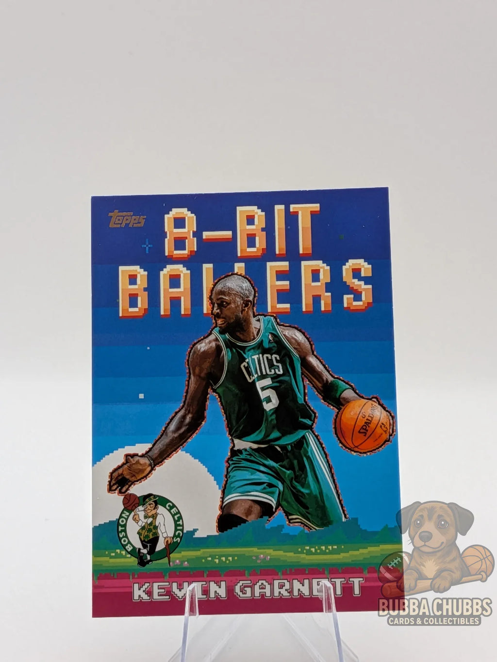 basketball trading card featuring legend Kevin Garnett of the Boston Celtics topps "8-bit baller"