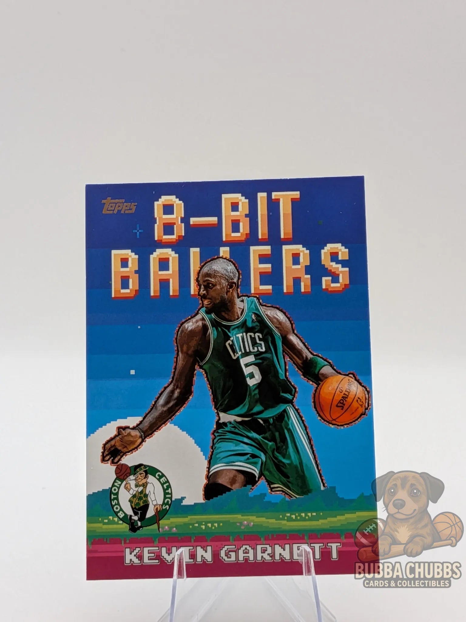 basketball trading card featuring legend Kevin Garnett of the Boston Celtics topps "8-bit baller"
