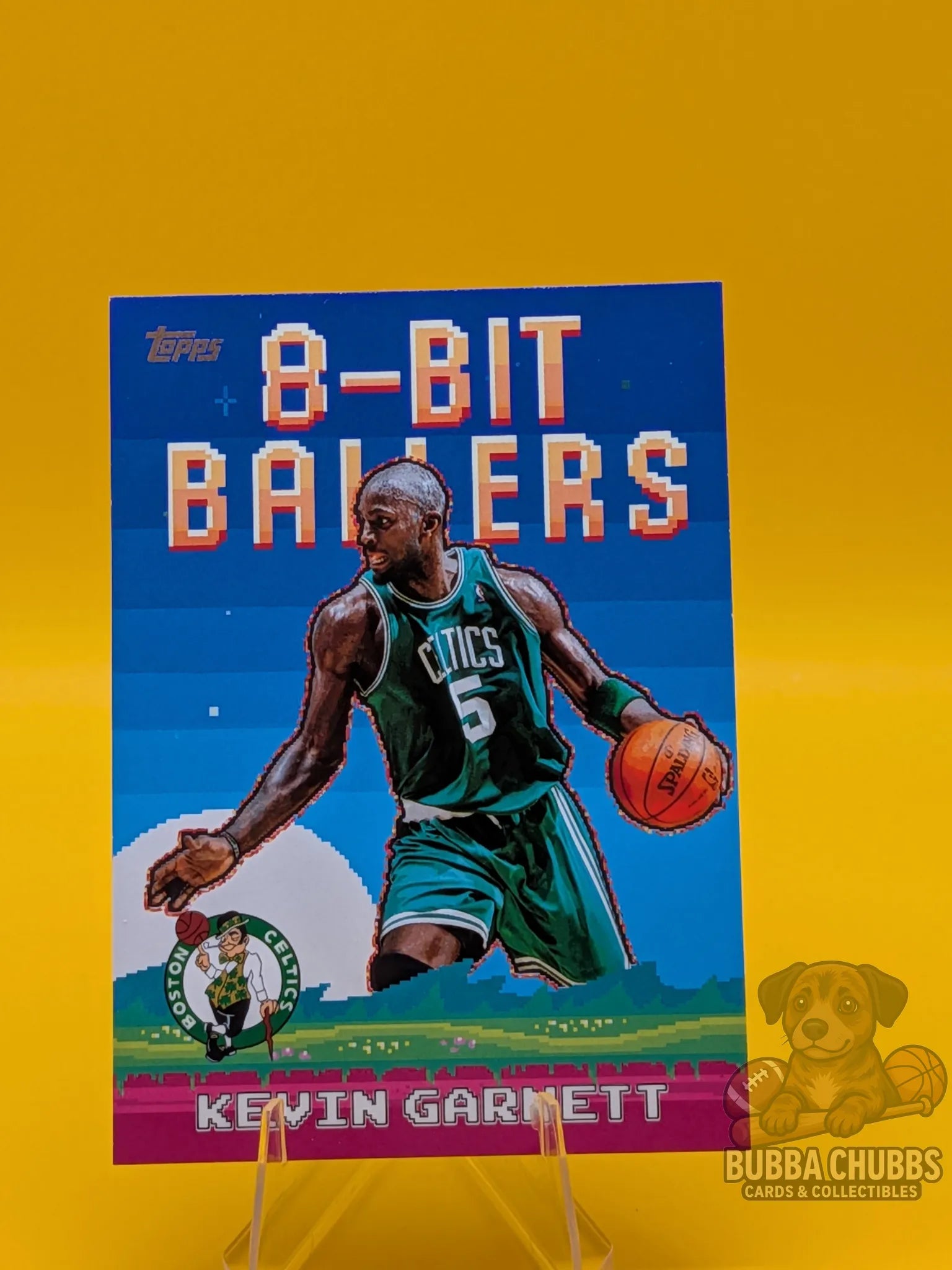 basketball trading card featuring legend Kevin Garnett of the Boston Celtics topps "8-bit baller"