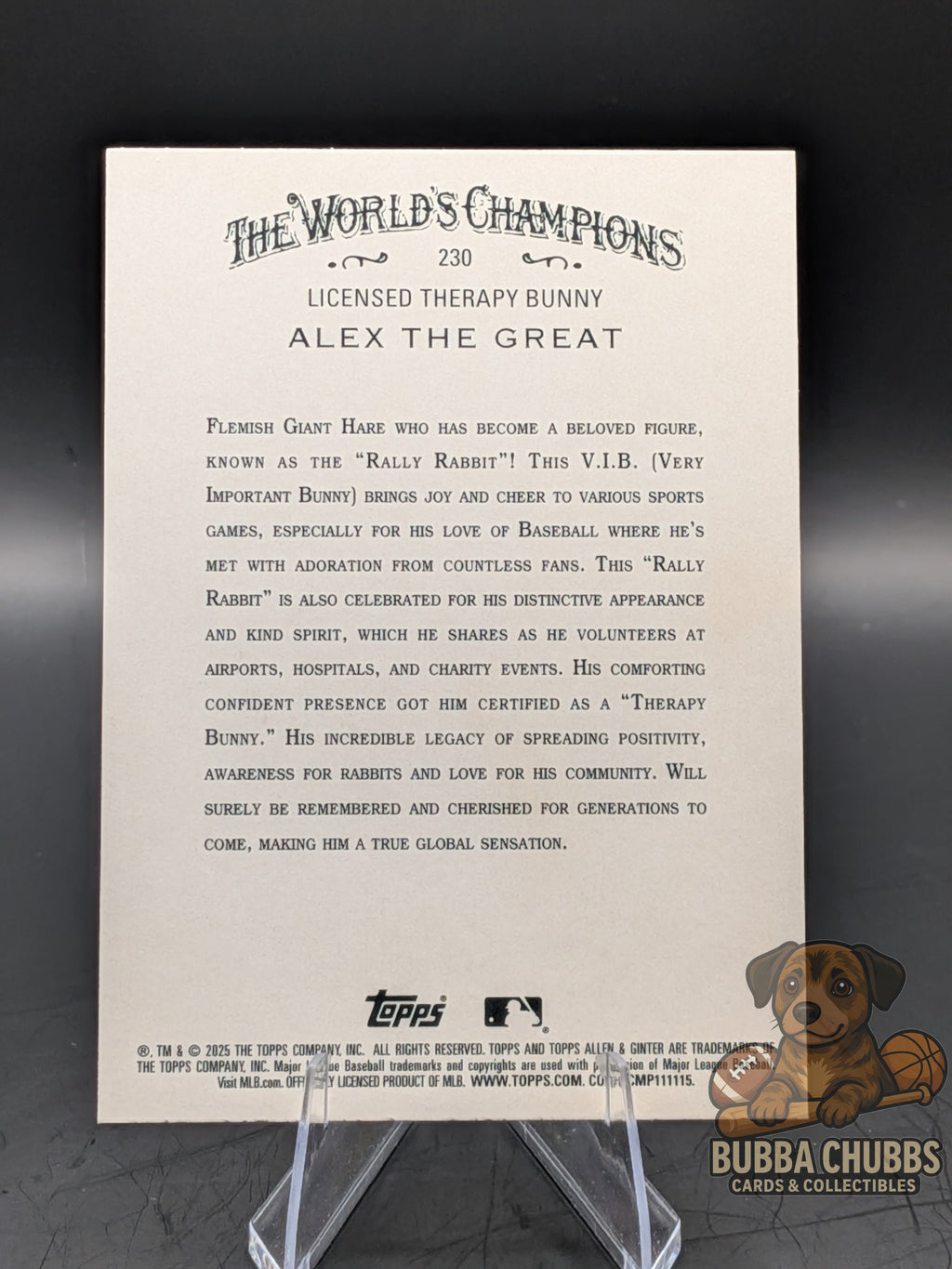 Collectible card featuring Alex the Bunny silver portrait topps allen & ginter  non-sports entertainment cards