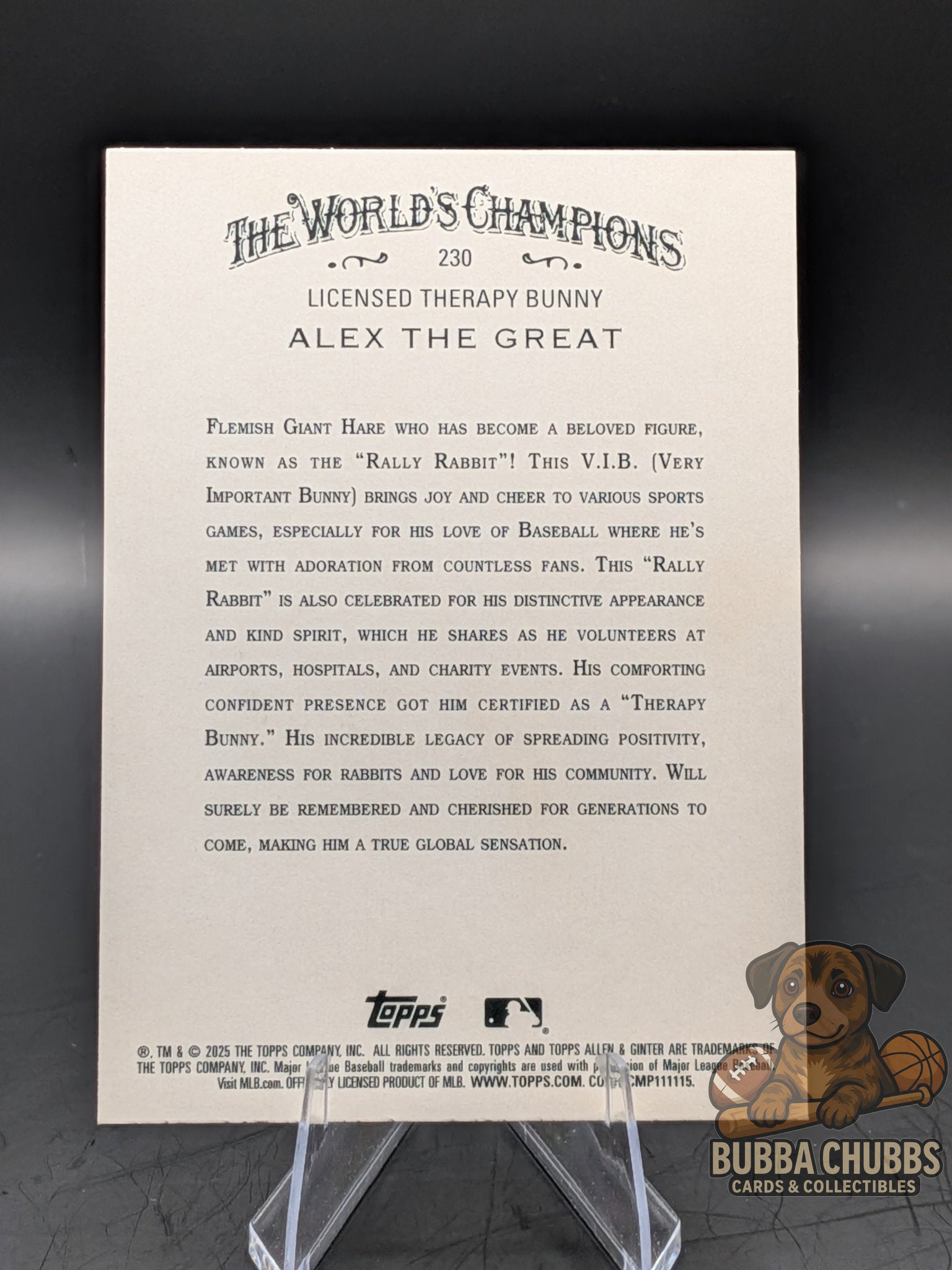 Collectible card featuring Alex the Bunny silver portrait topps allen & ginter  non-sports entertainment cards