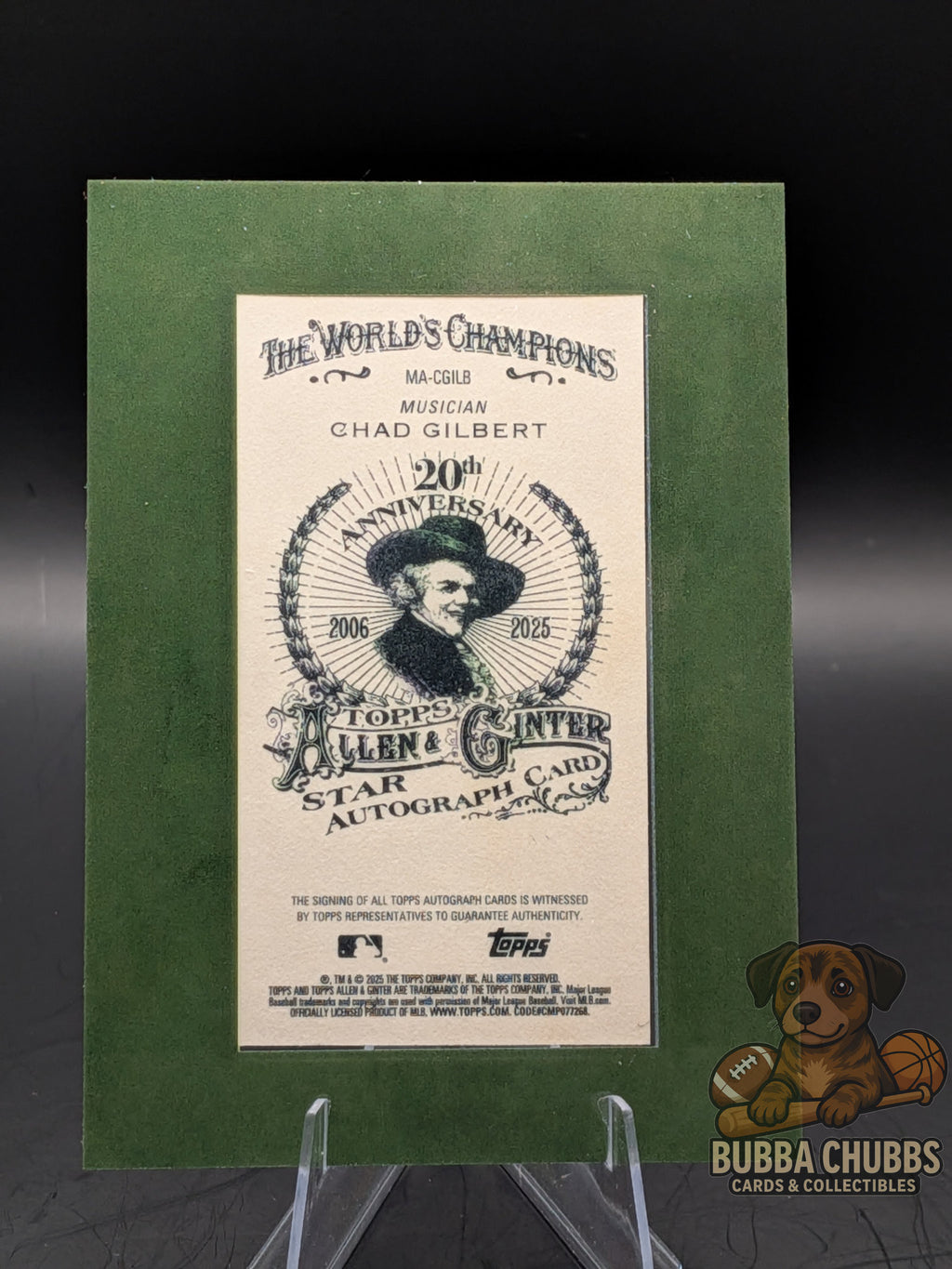 Trading card featuring musician Chad Gilbert topps allen & ginter green framed autograph blue ink numbered /50