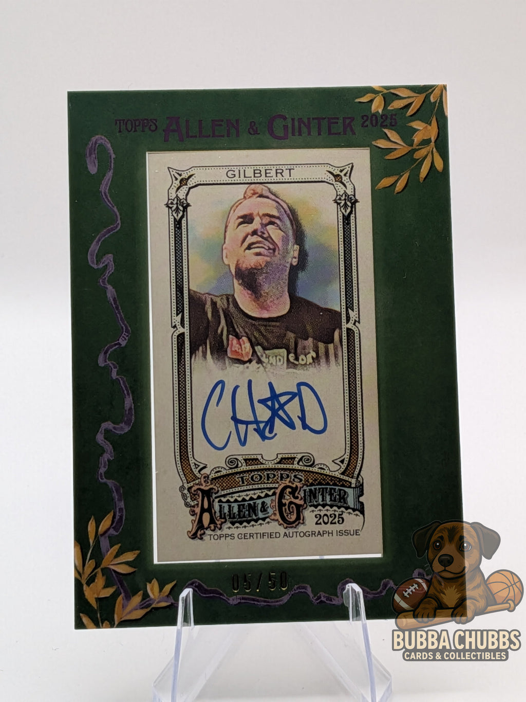 Trading card featuring musician Chad Gilbert topps allen & ginter green framed autograph blue ink numbered /50
