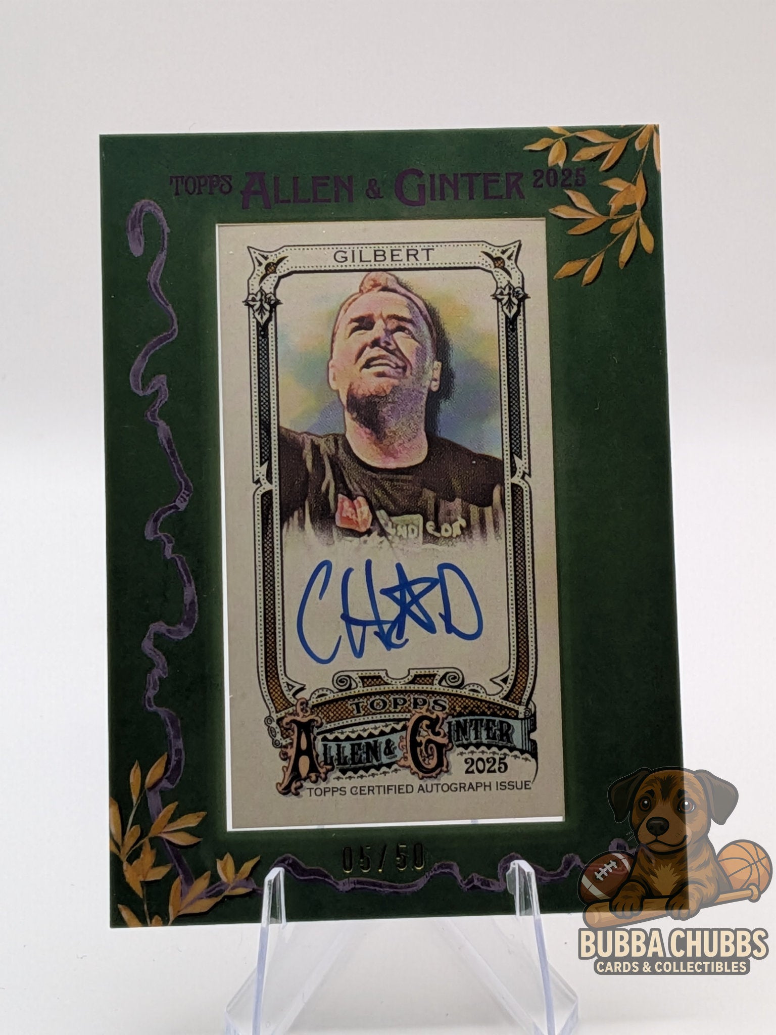 Trading card featuring musician Chad Gilbert topps allen & ginter green framed autograph blue ink numbered /50