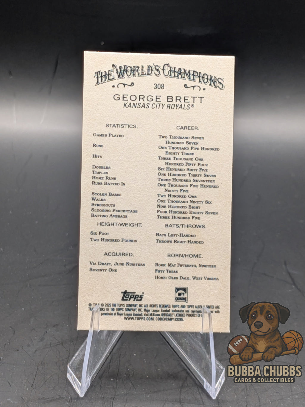 Baseball trading card of George Brett topps allen & ginter  mini insert
