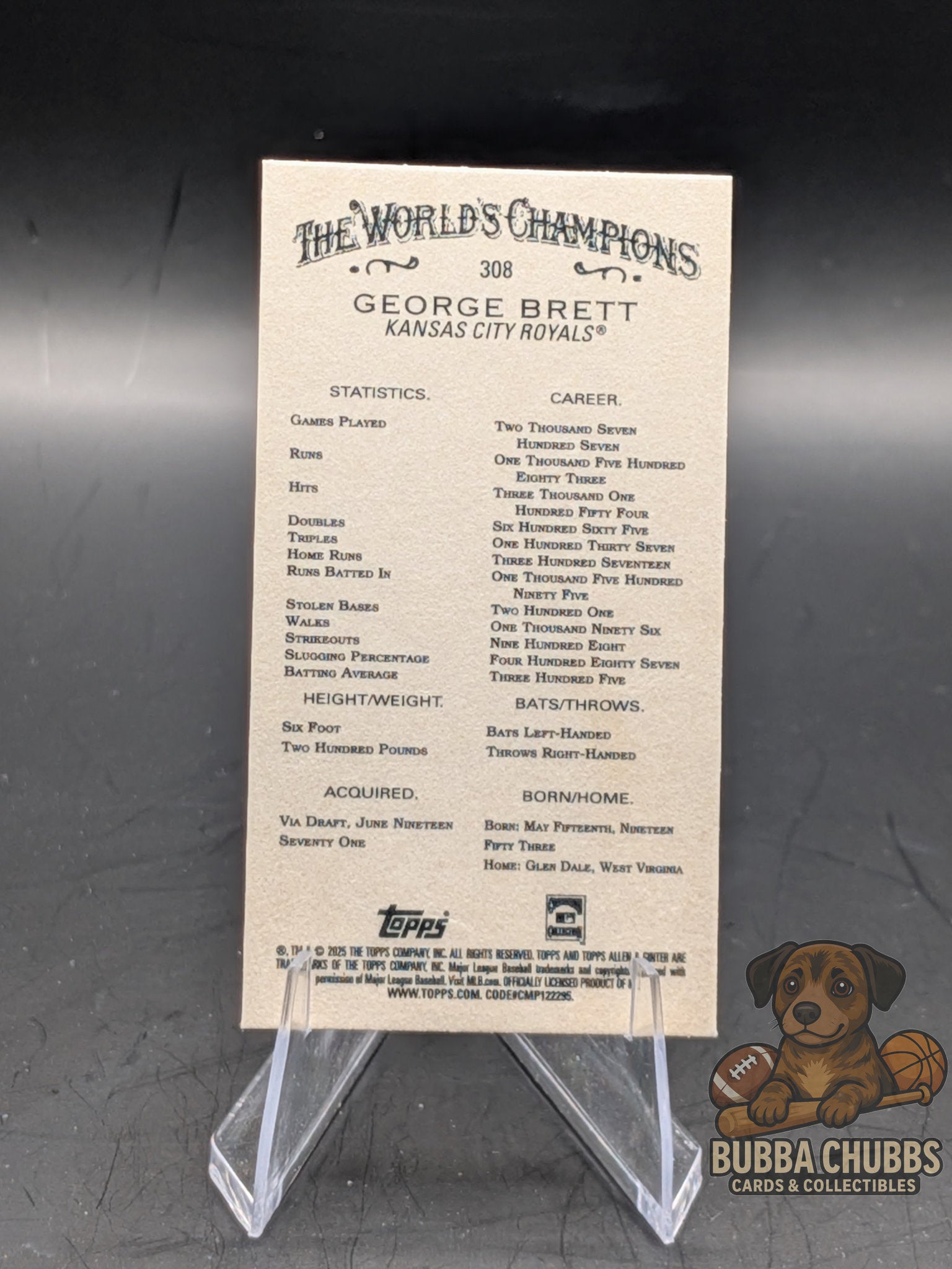 Baseball trading card of George Brett topps allen & ginter  mini insert
