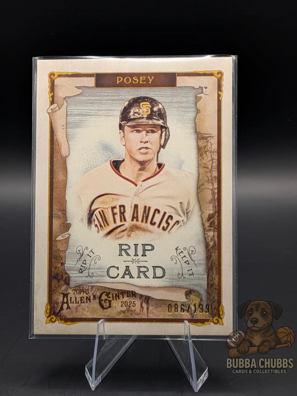 Baseball trading card buster posey topps allen & ginter rip card insert unripped numbered 