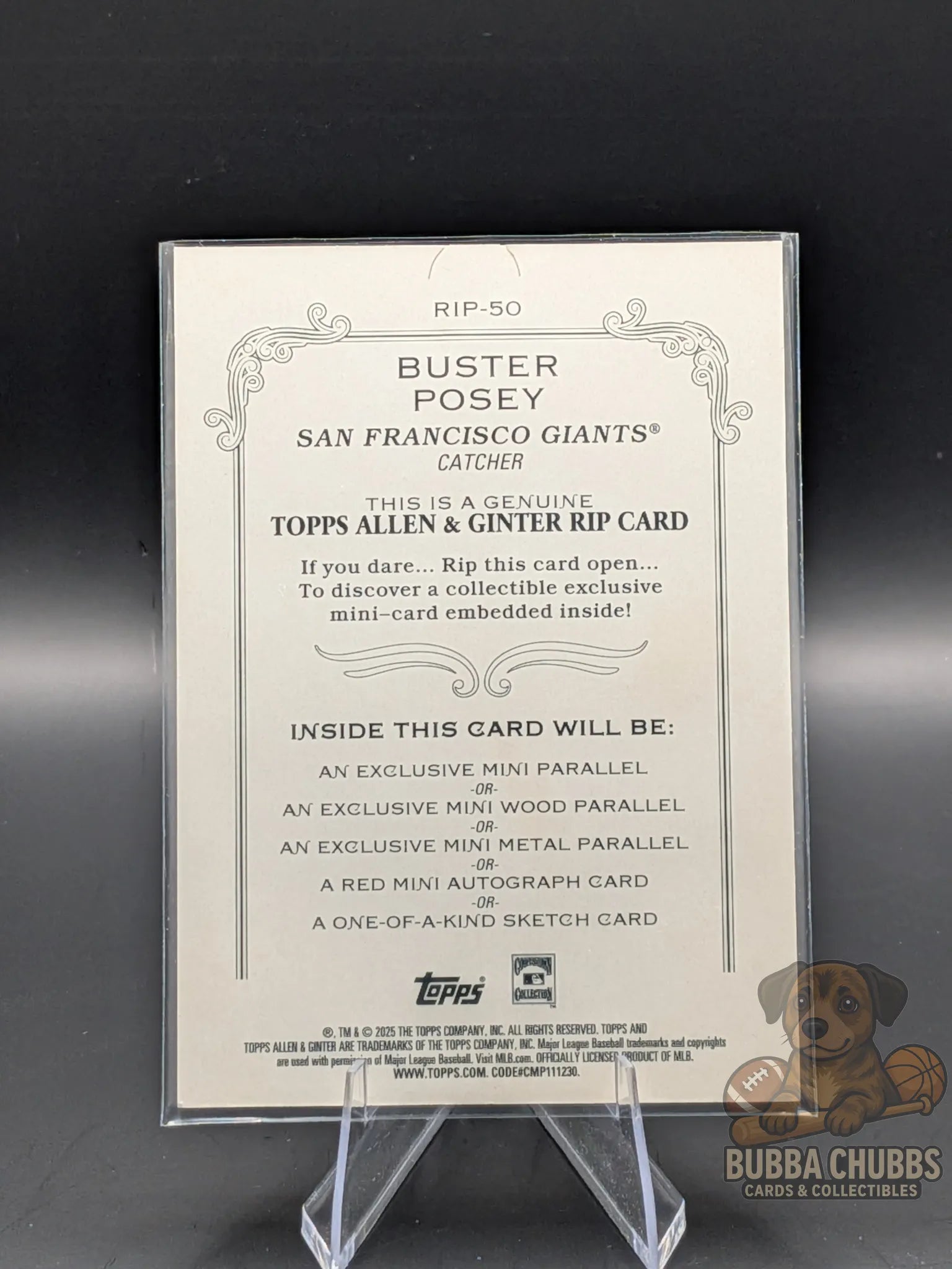Baseball trading card buster posey topps allen & ginter rip card insert unripped numbered 