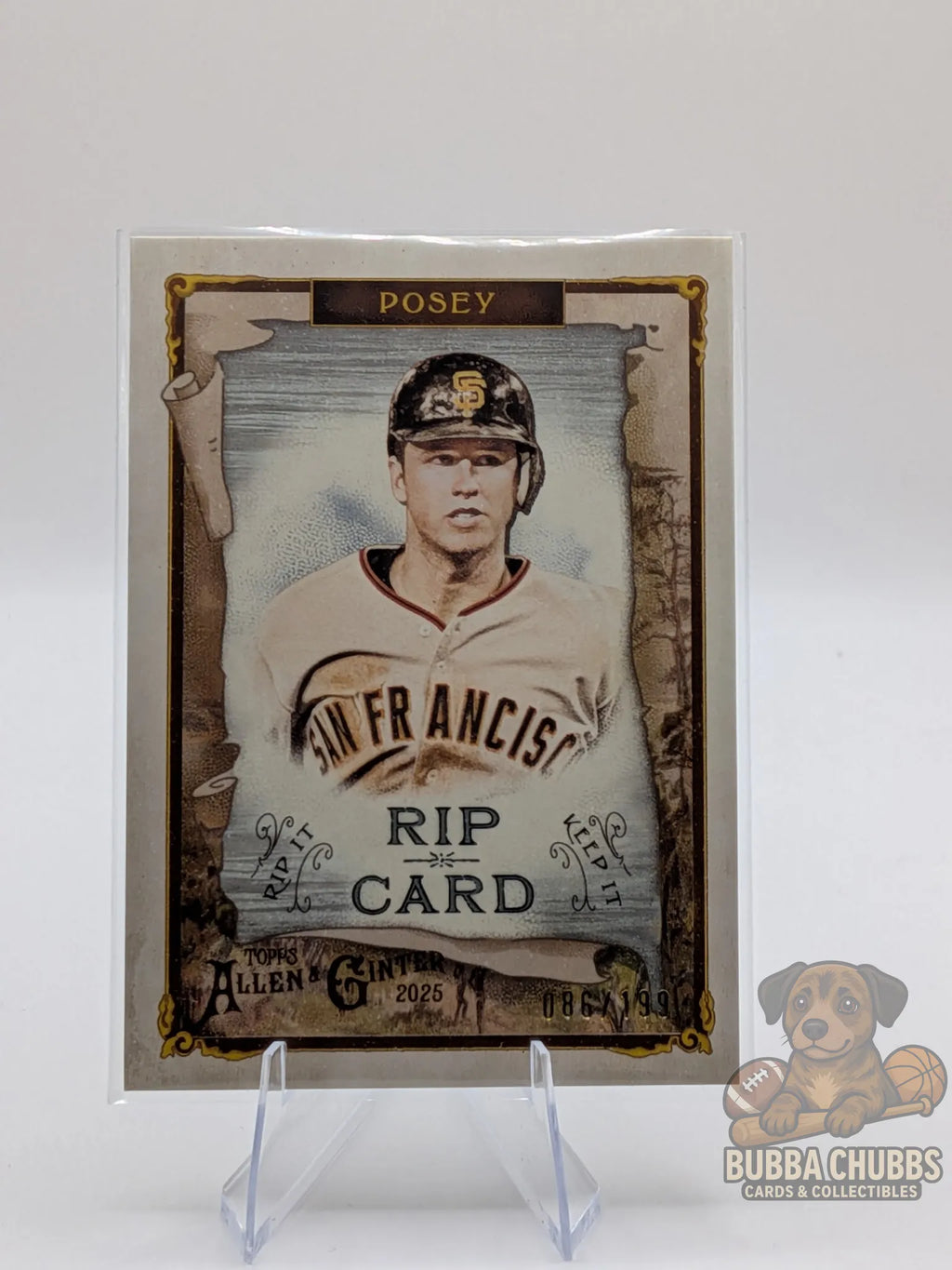 Baseball trading card buster posey topps allen & ginter rip card insert unripped numbered 