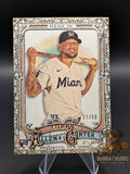 baseball trading card featuring victor mesa jr. topps allen & Ginter gold filigree numbered rookie 