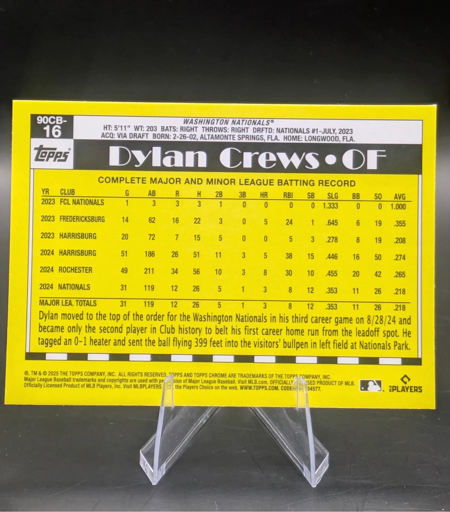 Baseball trading card of Dylan Crews Topps 35th Anniversary Rookie Card RC Chrome