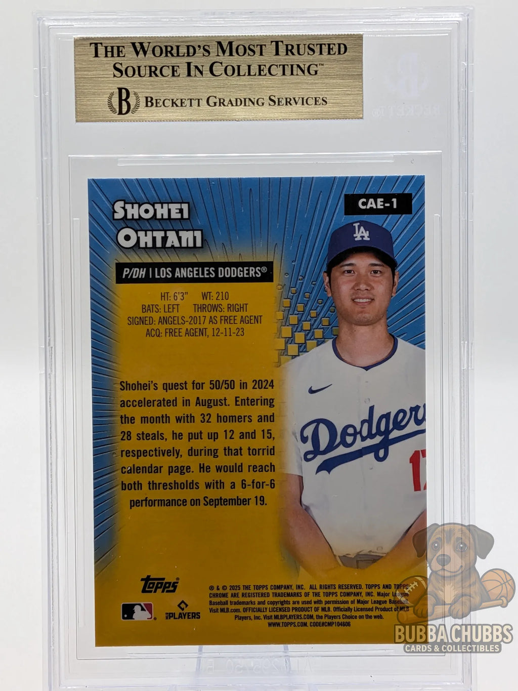 Baseball trading card of Shohei Ohtani topps chrome logofractor all-etch 