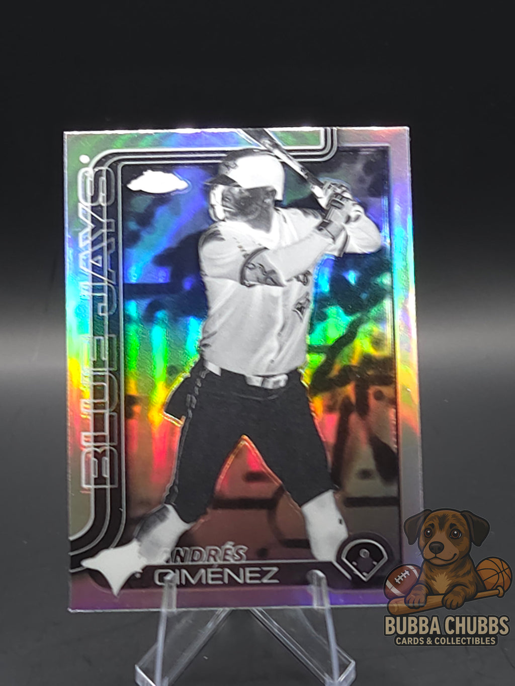 Baseball trading card of a Andres Gimenez Negative parallel topps chrome