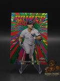Baseball trading card featuring giancarlo stanton topps chrome green parallel number power players