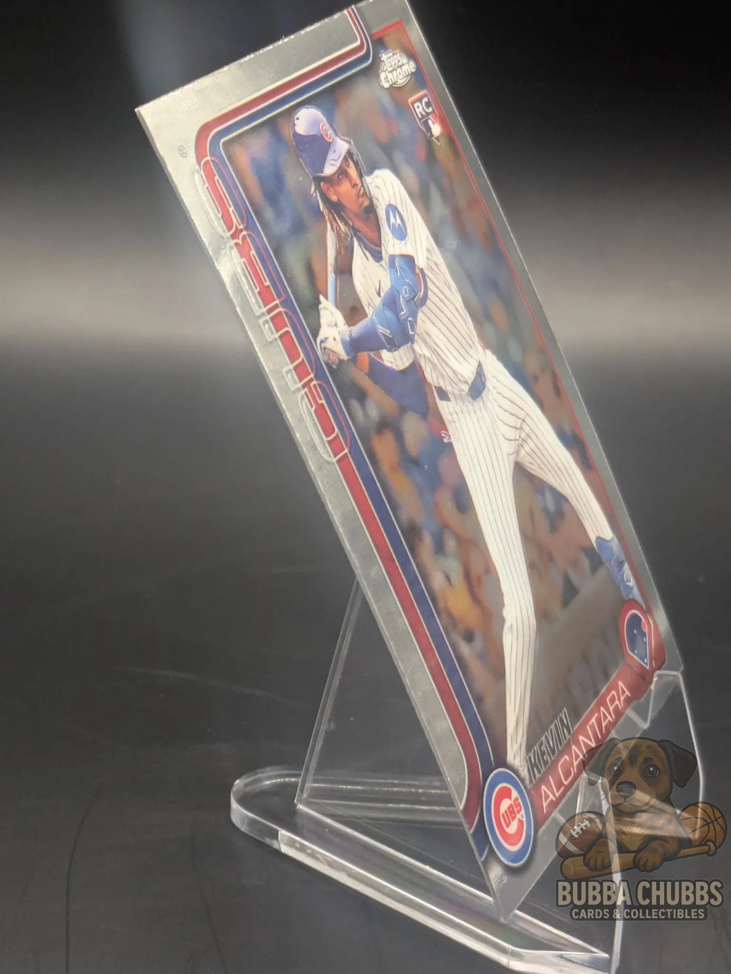 Baseball trading card of Kevin Alcantara Chicago Cubs Topps Chrome Rookie