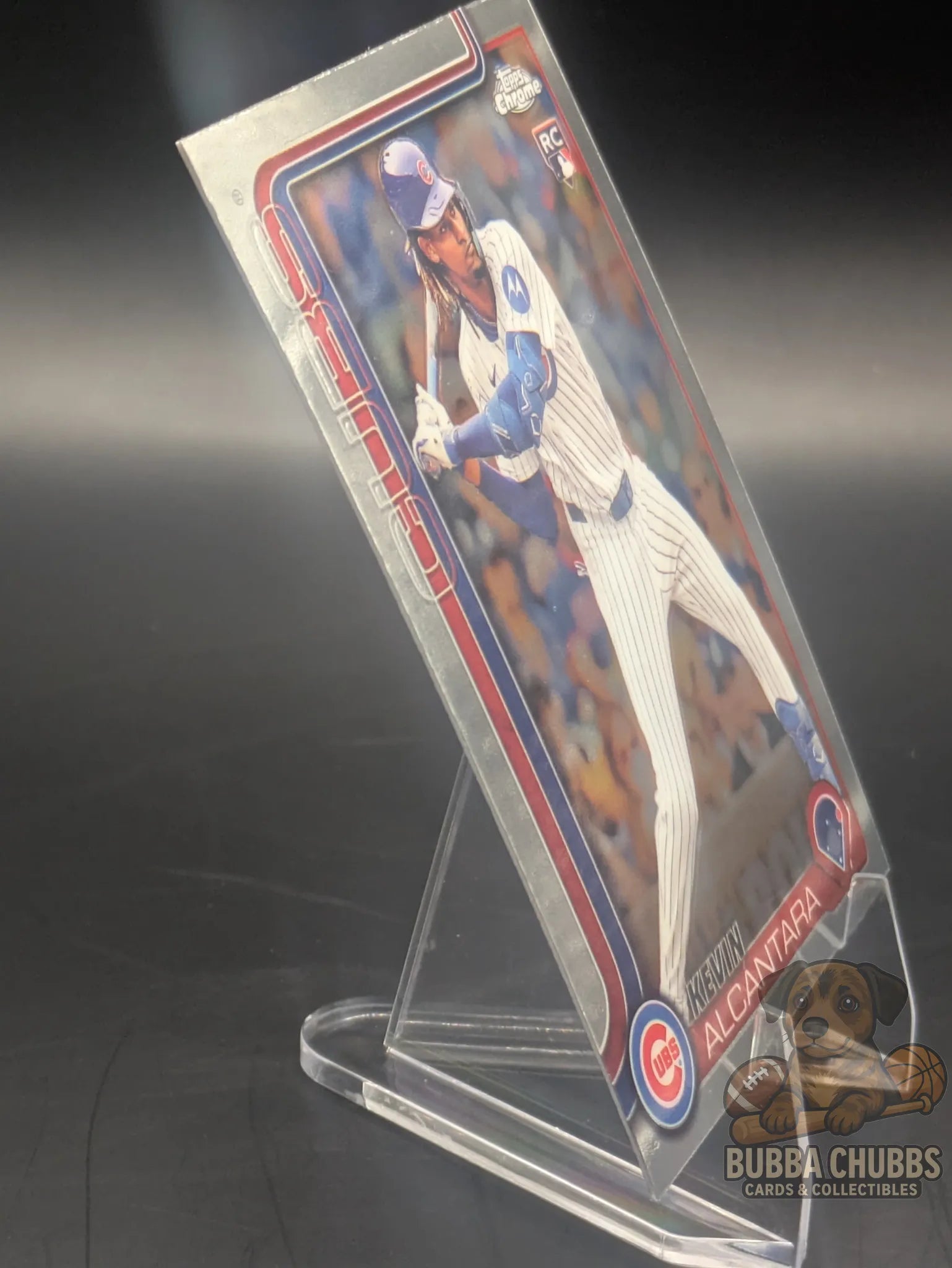 Baseball trading card of Kevin Alcantara Chicago Cubs Topps Chrome Rookie